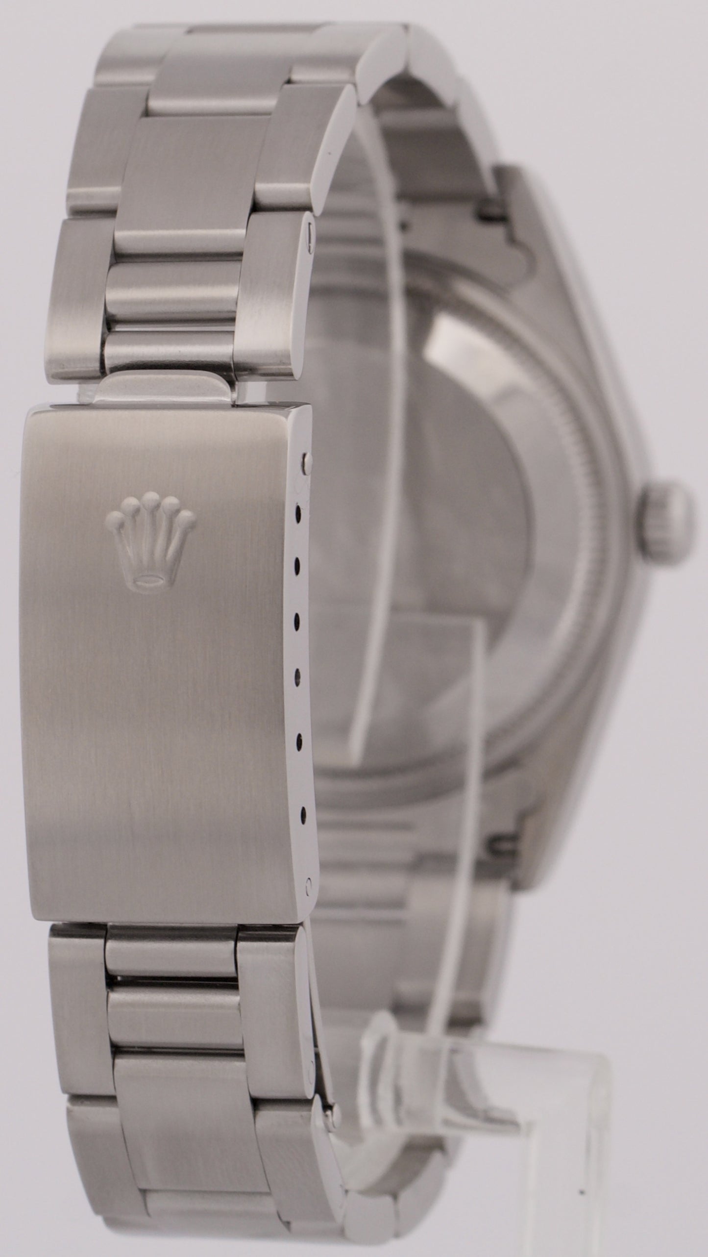 MINT Rolex Oyster Perpetual Date 34mm SALMON Pink Stainless Steel Watch 15200