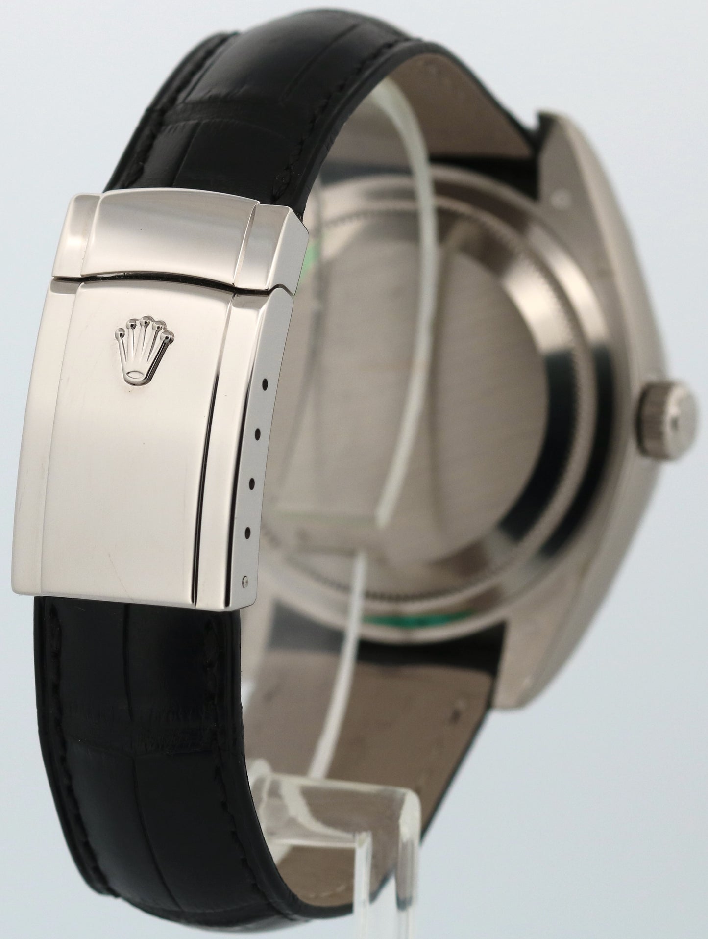STICKERED Rolex Sky-Dweller BLACK ARABIC 18K White Gold Leather 42mm 326139 BOX