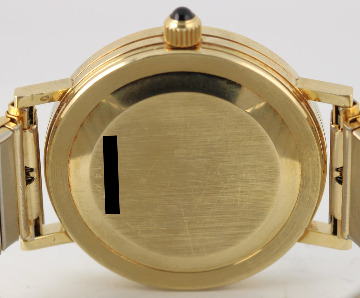Vintage Movado Zenith Museum 36 2020 496 14k Yellow Gold Black 34mm Quartz Watch