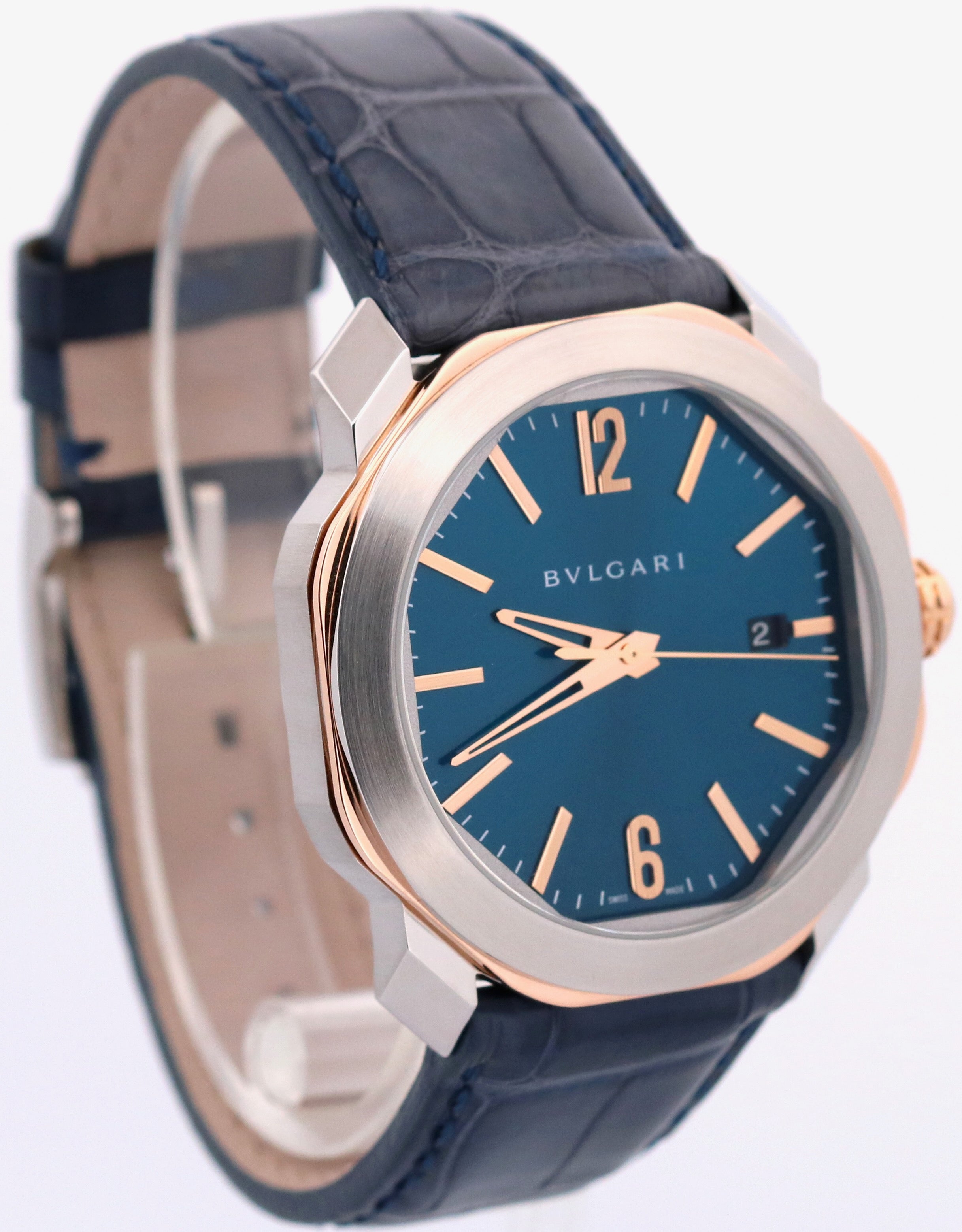 2023 PAPERS BVLGARI Bulgari Octo Roma BLUE 41mm 18K Rose Gold