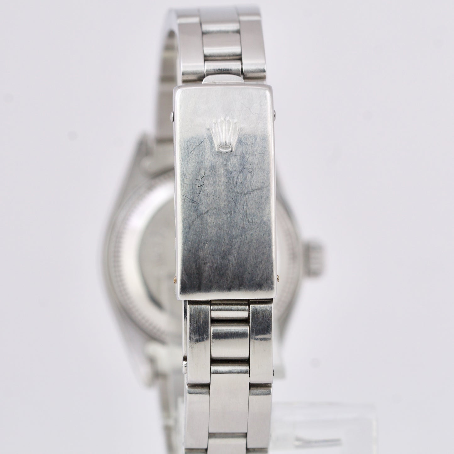 Rolex Oyster Perpetual Date 26mm GRAY TAPESTRY Steel Engine-Turned Watch 69240