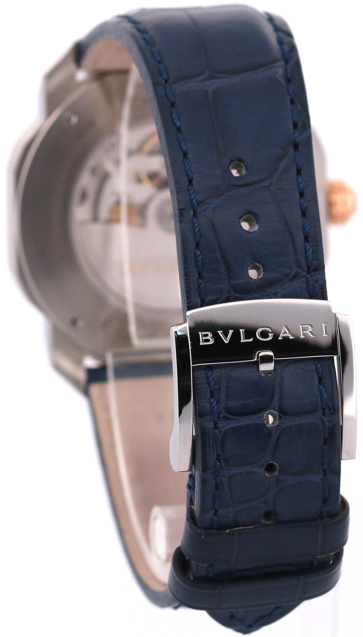 2023 PAPERS BVLGARI Bulgari Octo Roma BLUE 41mm 18K Rose Gold Steel 103205 BOX