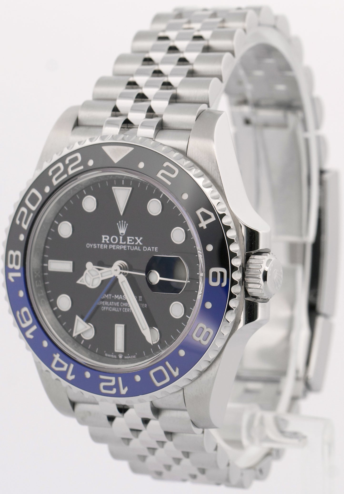 Rolex GMT-Master II BATGIRL Blue Black JUBILEE Ceramic Steel 40mm 126710 BLNR