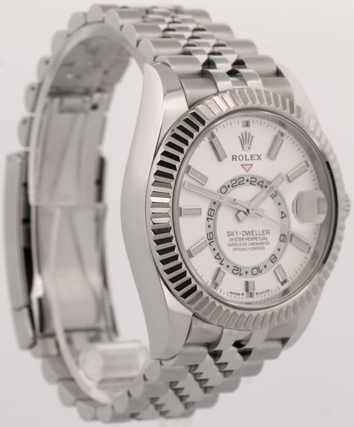 2024 PAPERS Rolex Sky-Dweller WHITE 42mm Steel 18K Gold JUBILEE Watch 336934 BOX