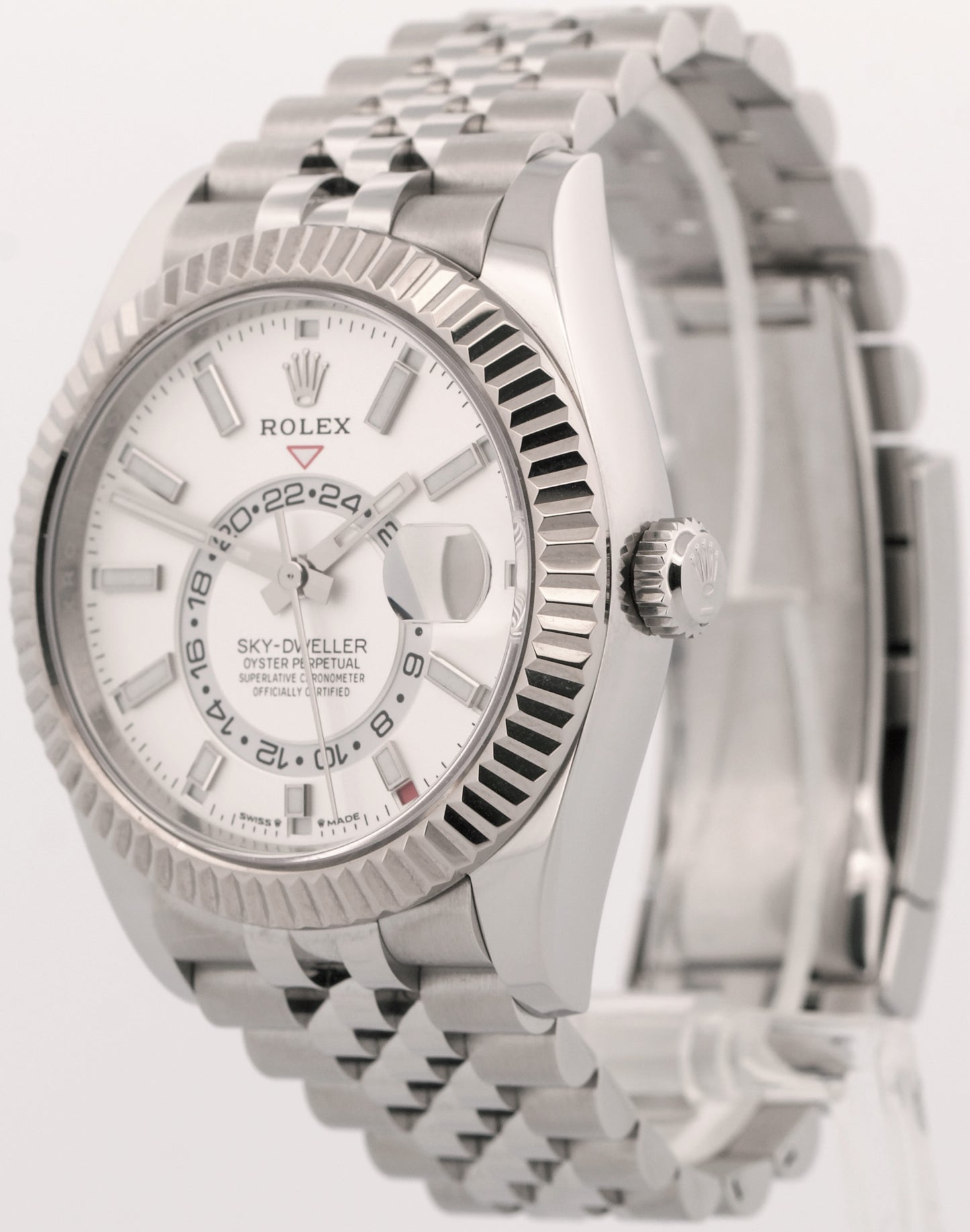 2024 PAPERS Rolex Sky-Dweller WHITE 42mm Steel 18K Gold JUBILEE Watch 336934 BOX