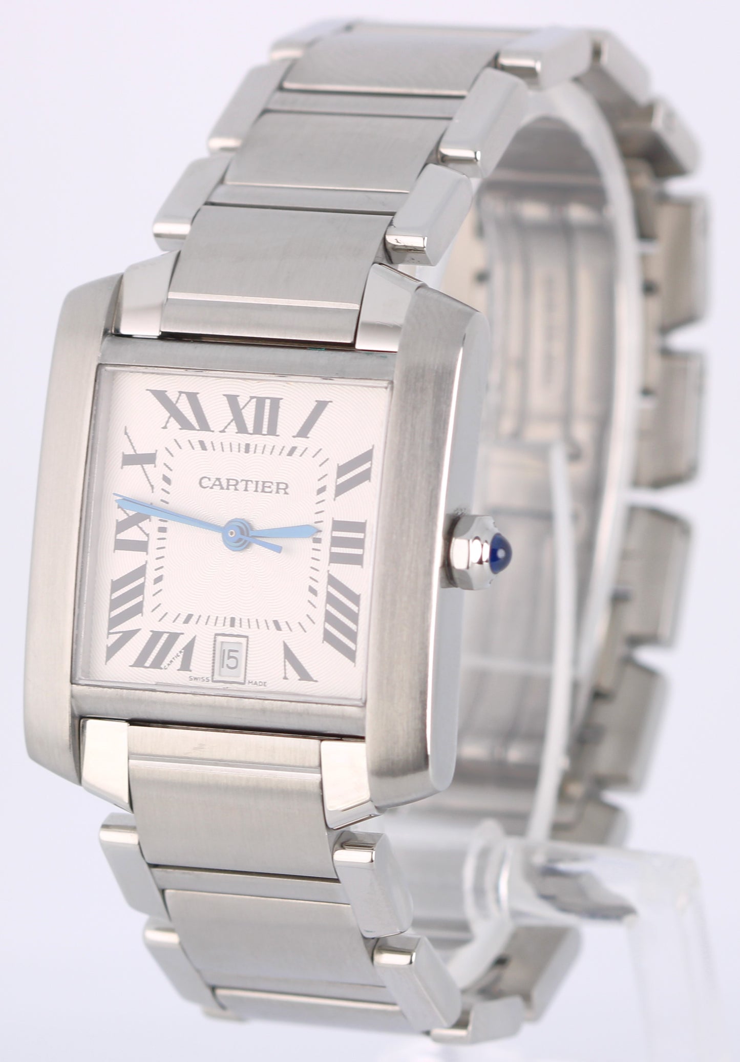 Cartier Tank Francaise Large 2302 Silver Roman Numeral 28mm X 32mm Steel Watch