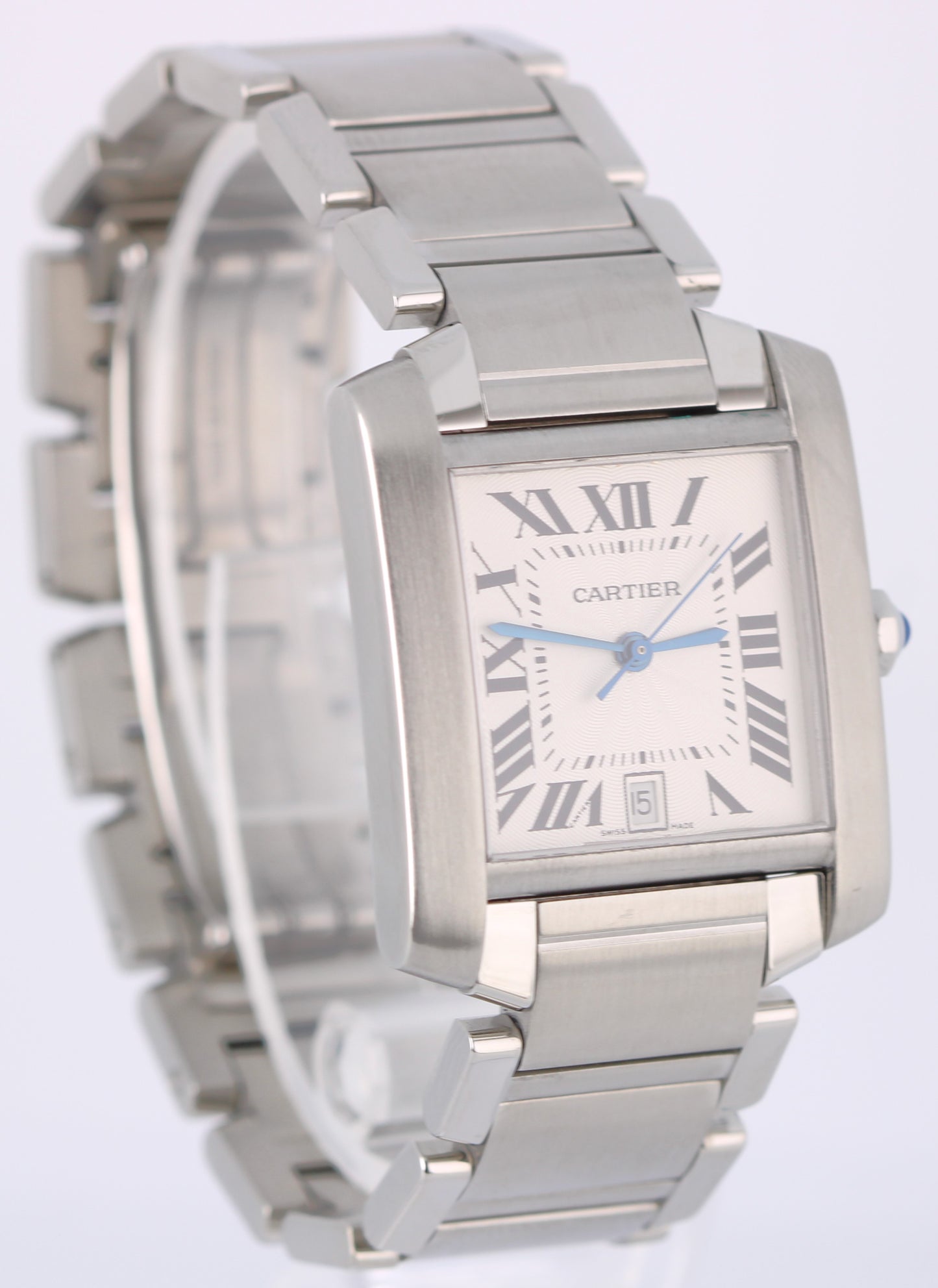 Cartier Tank Francaise Large 2302 Silver Roman Numeral 28mm X 32mm Steel Watch