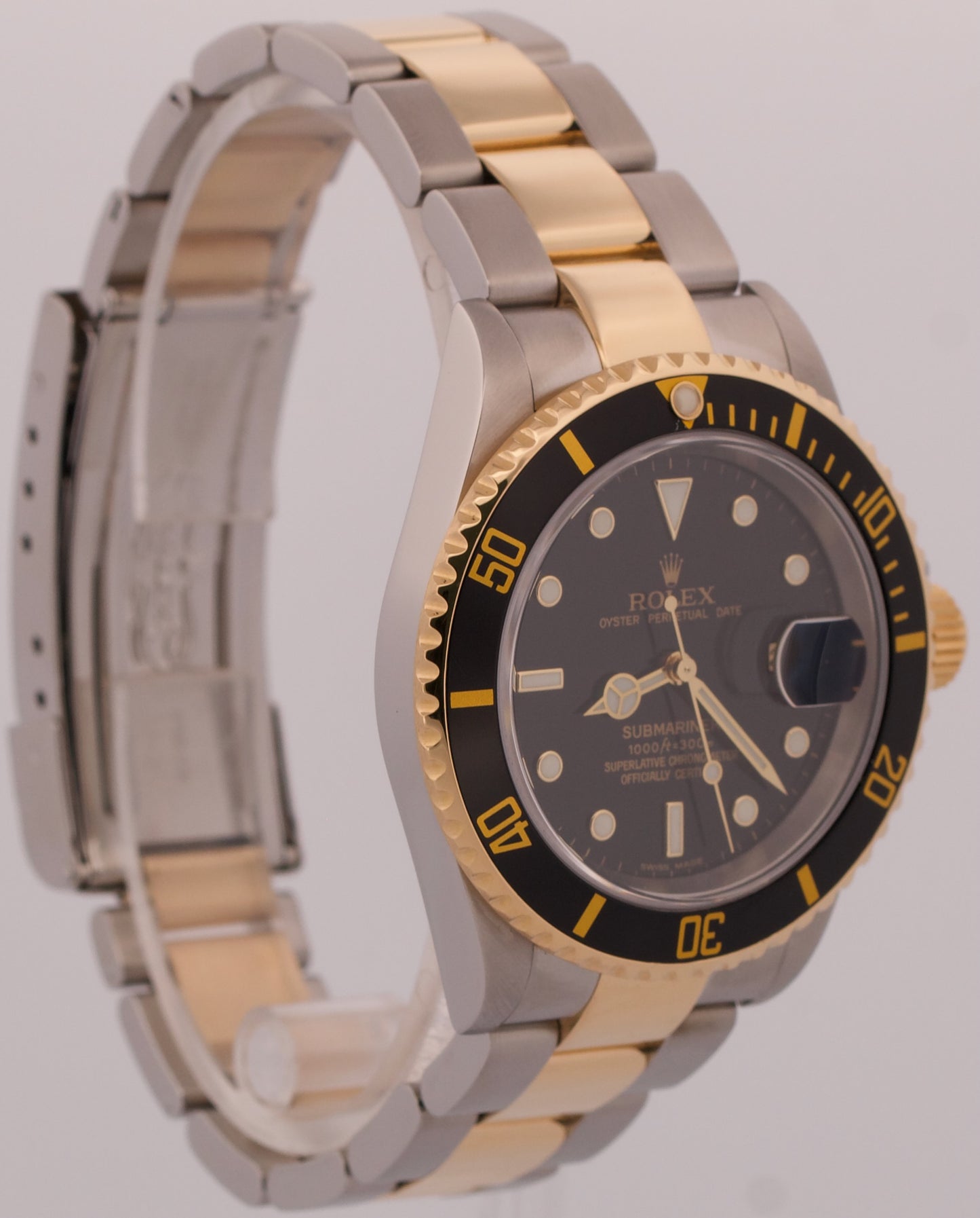 2017 RSC Rolex Submariner Date 40mm BLACK 18K Yellow Gold NO-HOLES Steel 16613