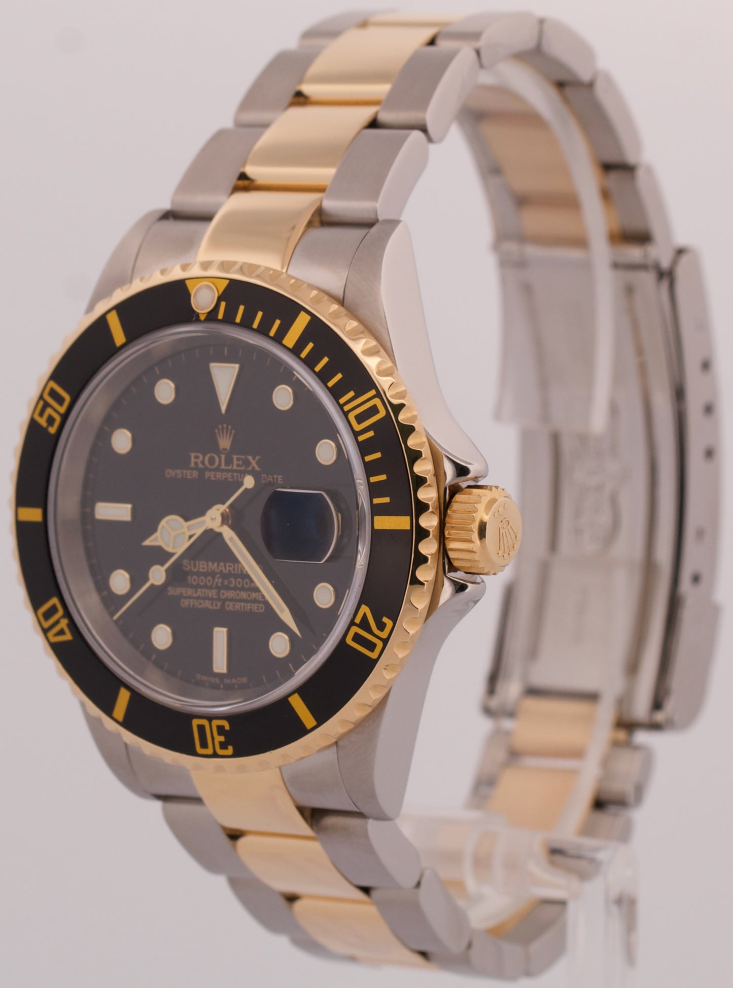 2017 RSC Rolex Submariner Date 40mm BLACK 18K Yellow Gold NO-HOLES Steel 16613