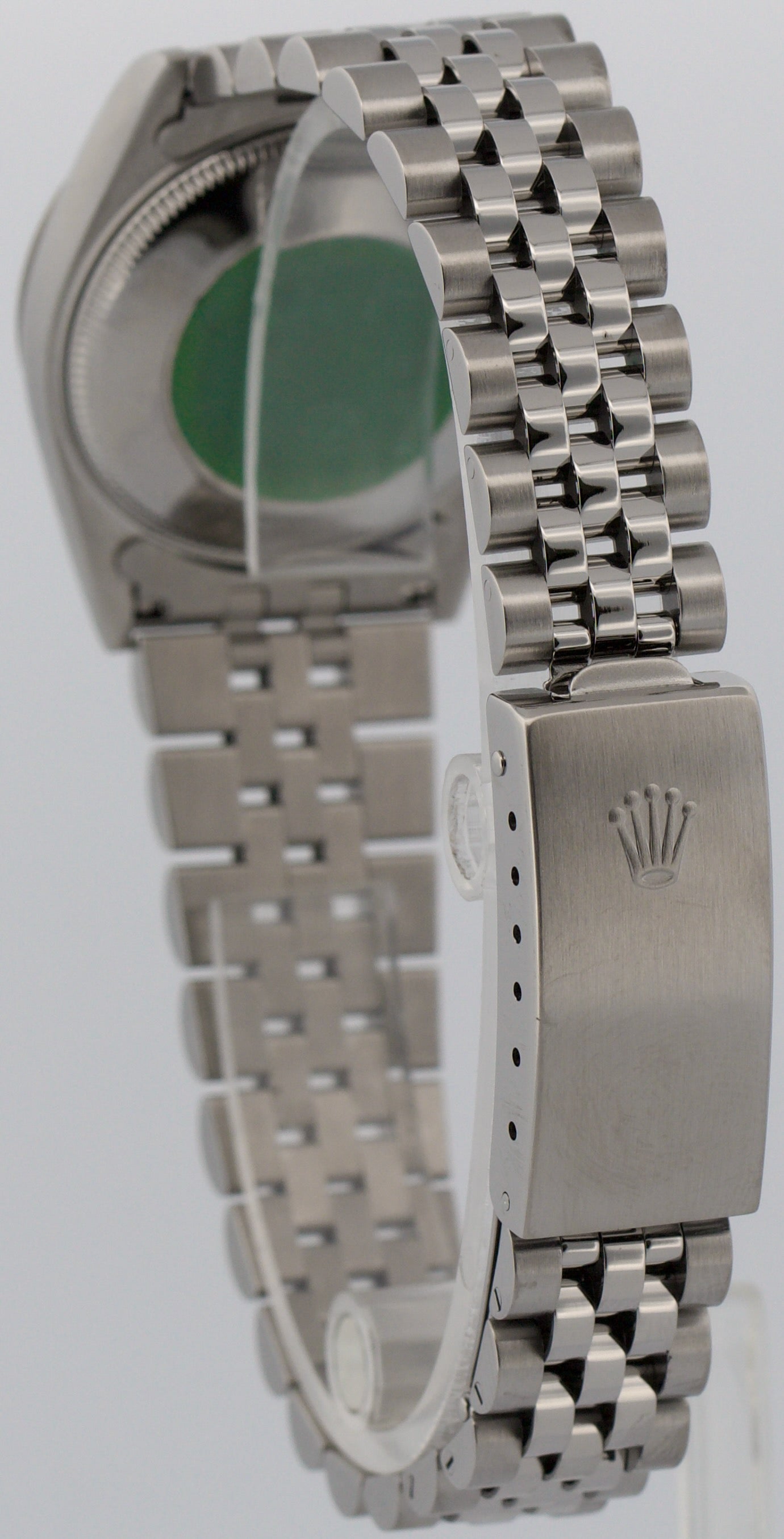 Rolex DateJust 31mm BLACK Steel Midsize 18K Steel Fluted JUBILEE Watch 68274