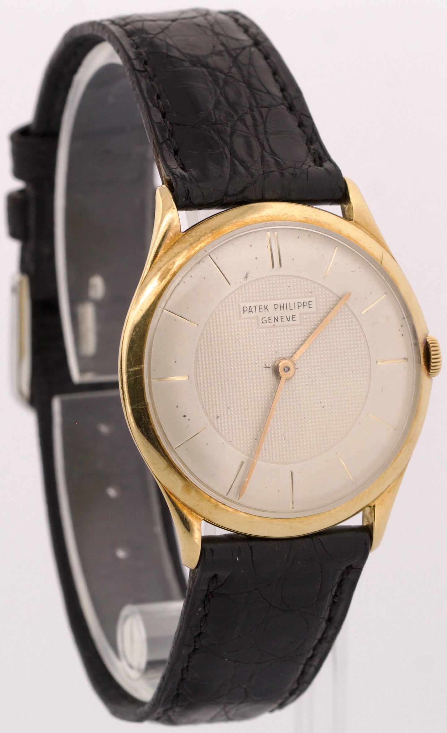 VINTAGE Patek Philippe Calatrava 33mm IVORY Manual 18K Yellow Gold Leather 2507