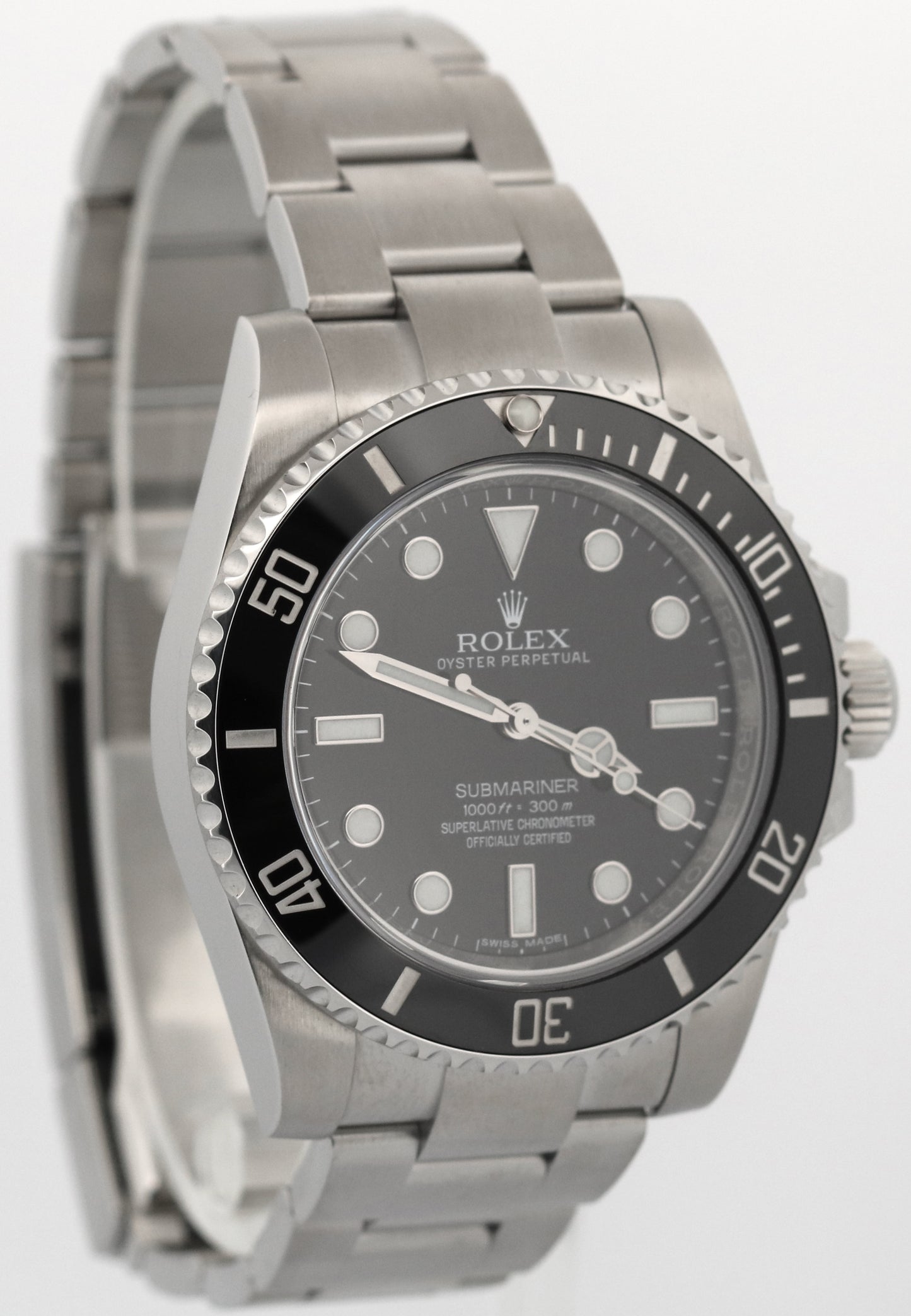 PAPERS Rolex Submariner No-Date Steel 40mm BLACK Ceramic Steel Watch 114060 BOX