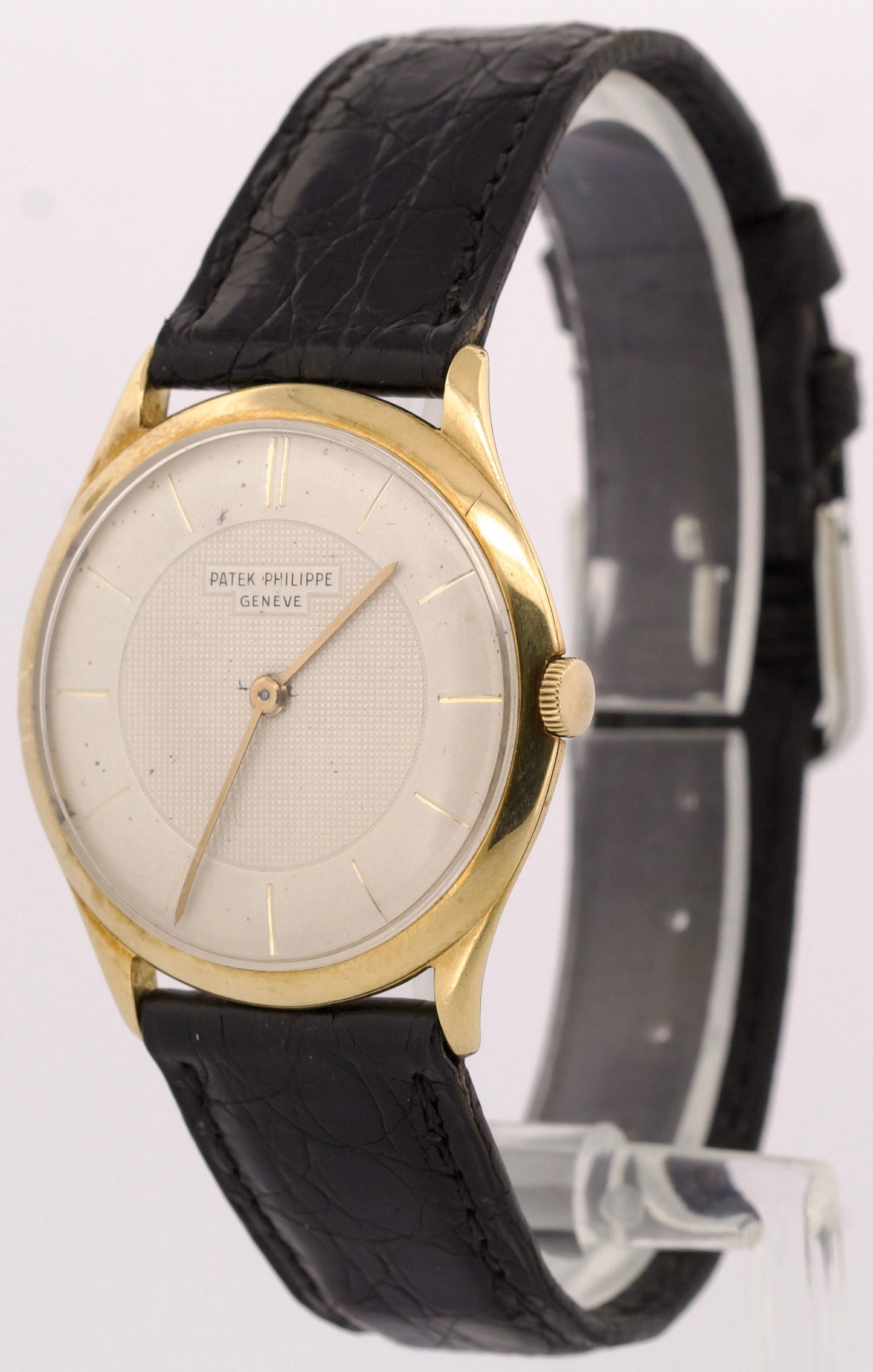 VINTAGE Patek Philippe Calatrava 33mm IVORY Manual 18K Yellow Gold Leather 2507