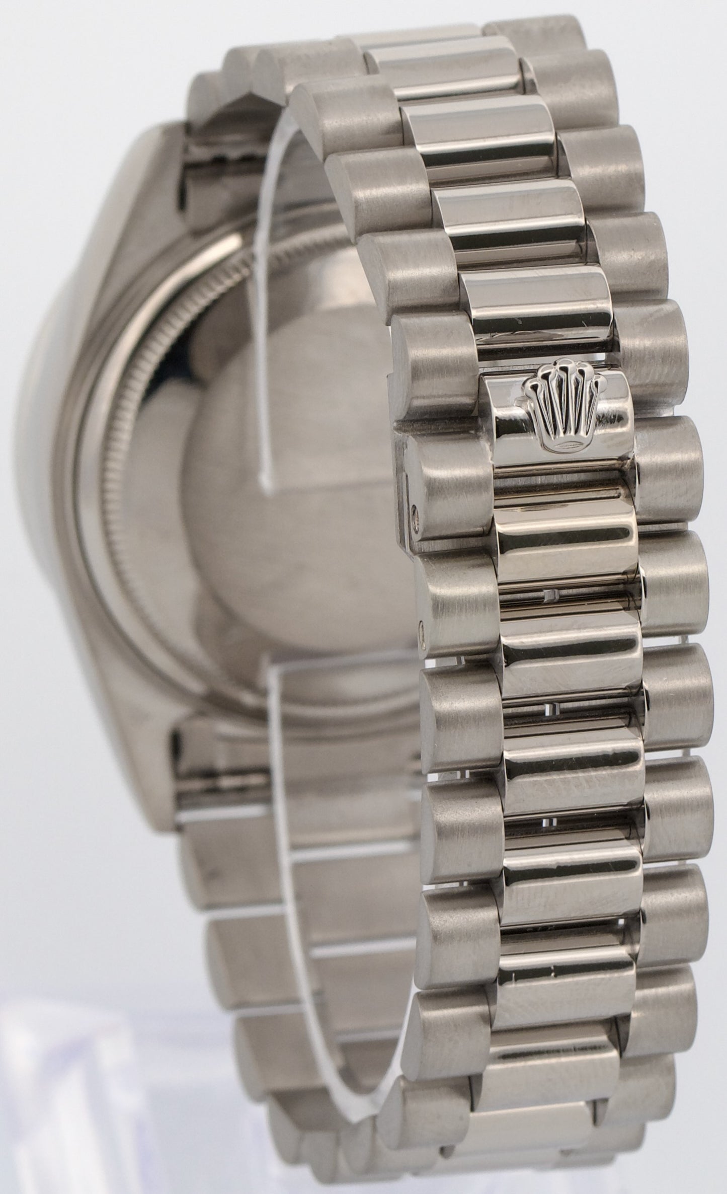 Rolex Day-Date President Silver FACTORY DIAMOND BEZEL 36mm 18K White Gold 18049