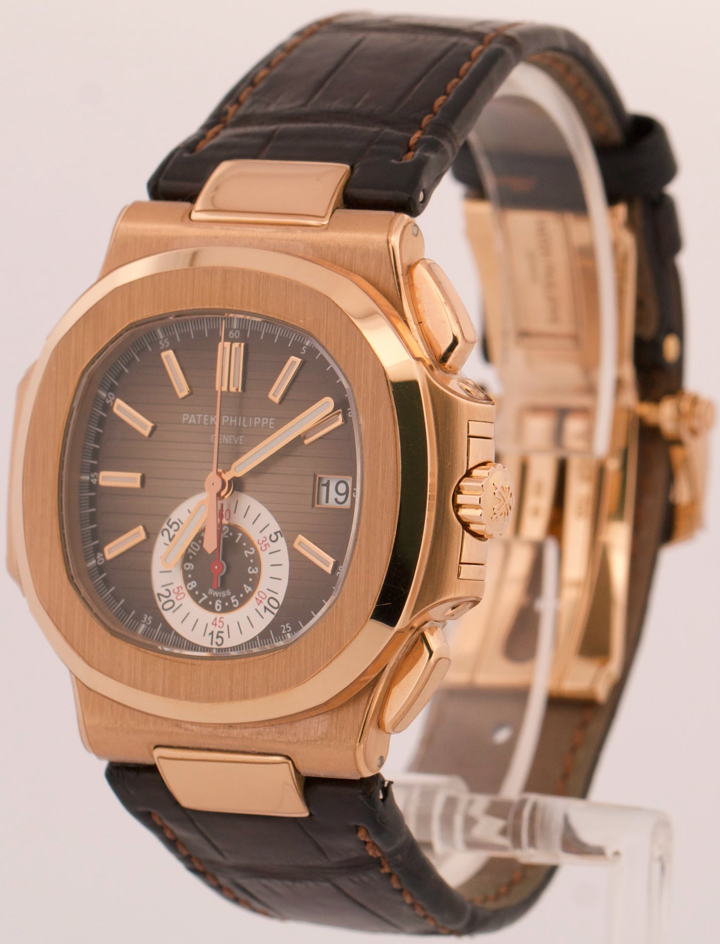 2014 PAPERS Patek Philippe Nautilus 40.5mm CHOCOLATE 18K Rose Gold 5980R-001 BOX