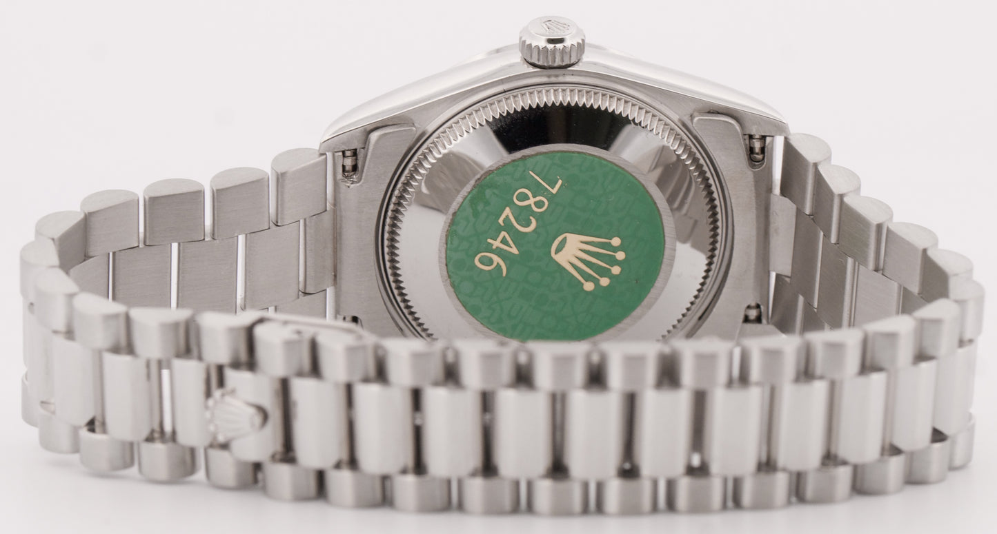 MINT Ladies Rolex DateJust President BLUE ROMAN 31mm PLATINUM Smooth 78246 Watch