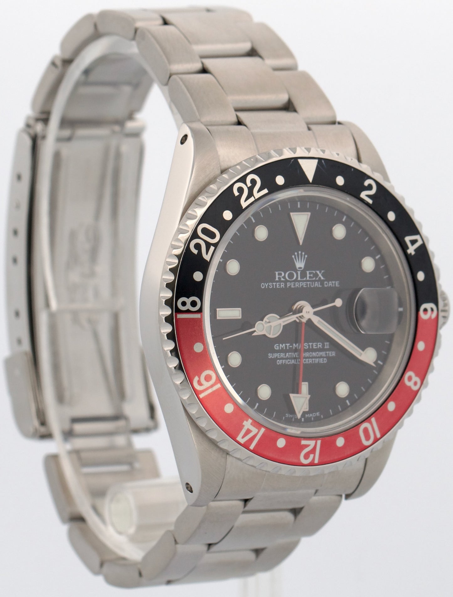 1995 Rolex GMT-Master II 40mm COKE Red Black Stainless Steel Oyster 16710 Watch