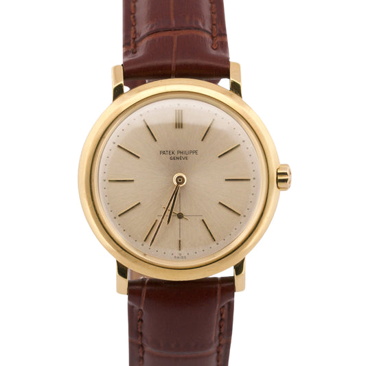 Patek Philippe Calatrava 34mm SILVER Automatic 18K Yellow Gold Leather 3440