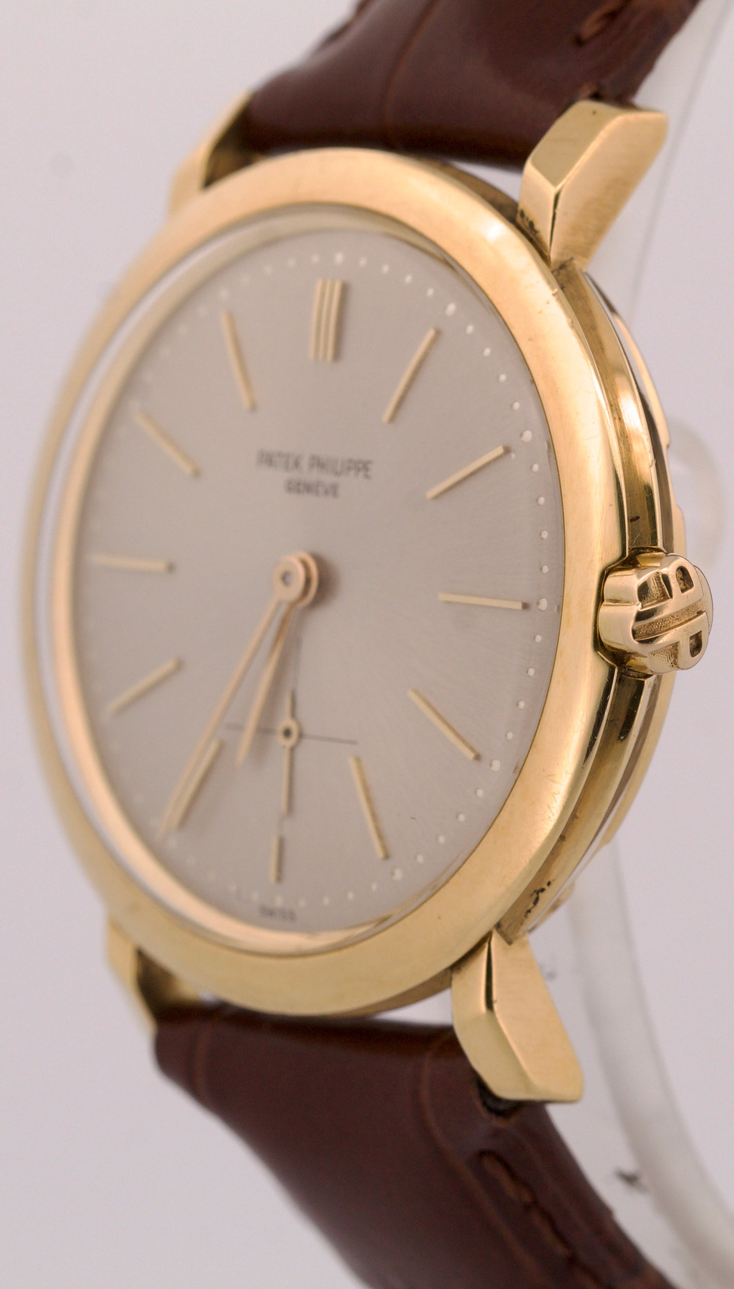Patek Philippe Calatrava 34mm SILVER Automatic 18K Yellow Gold Leather 3440