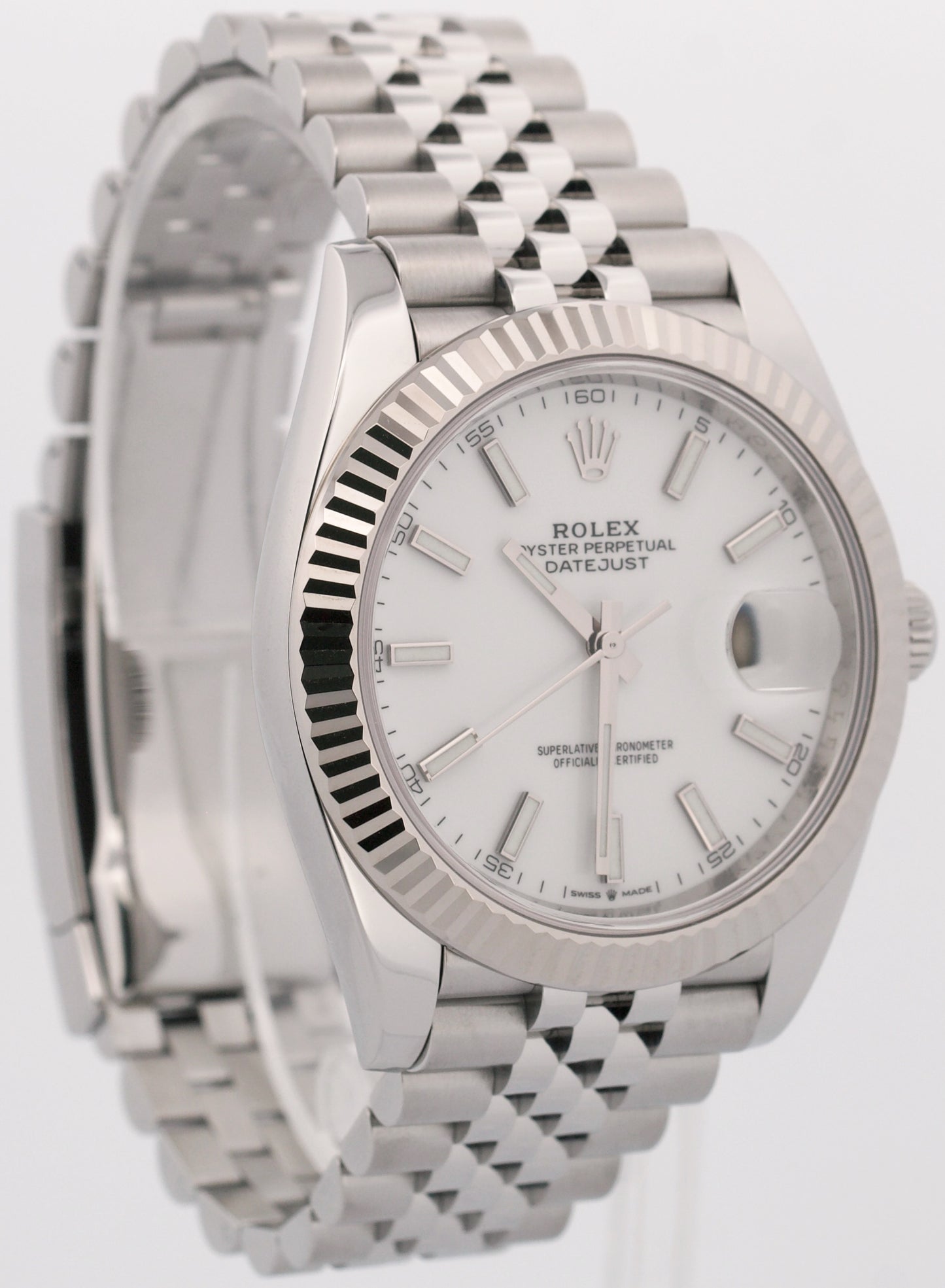 2021 PAPERS Rolex DateJust 41 WHITE 18K Gold Steel JUBILEE 41mm 126334 Watch BOX