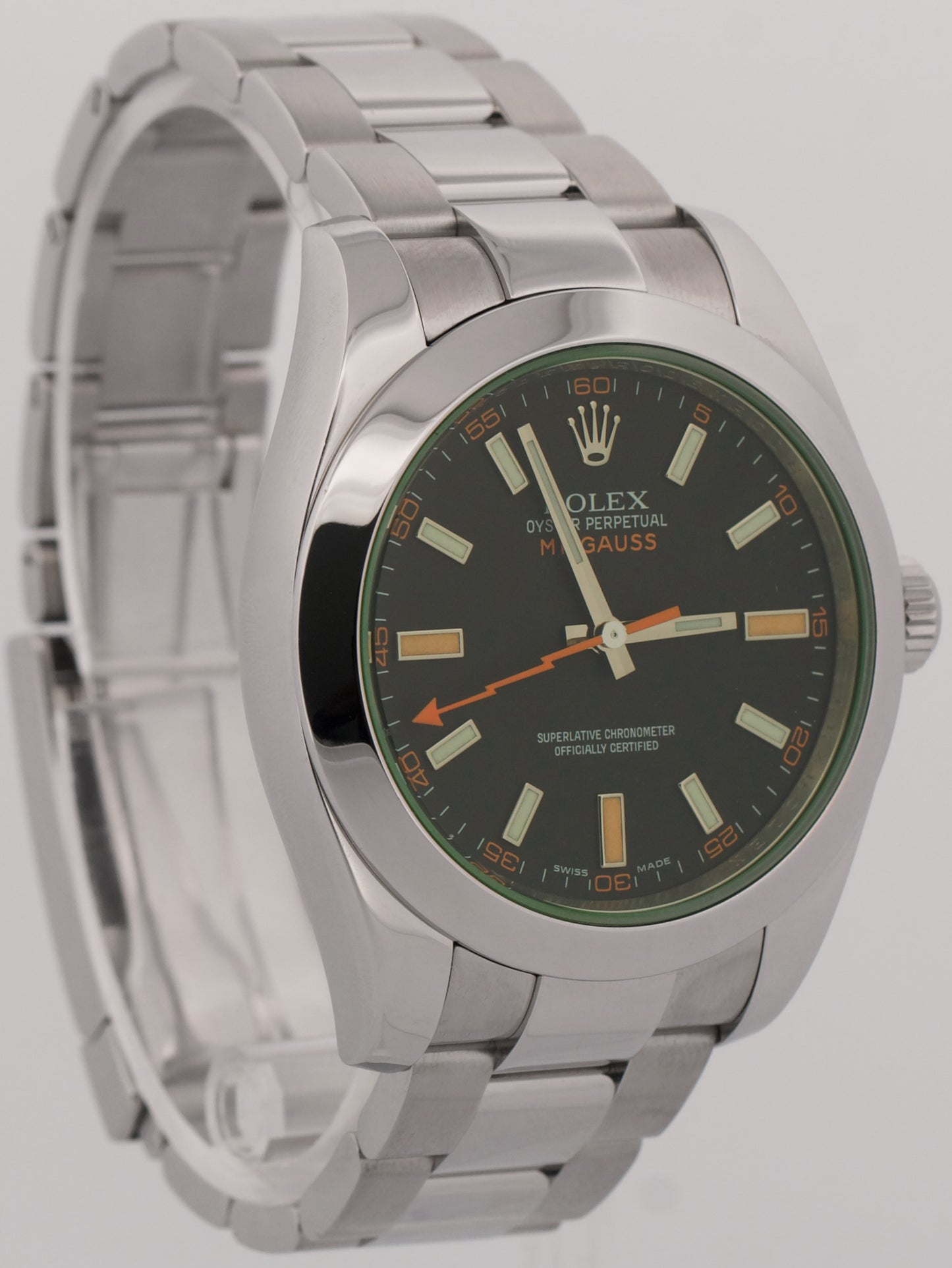 Rolex Milgauss BLACK Green Stainless Steel 40mm OYSTER Automatic 116400 GV Watch