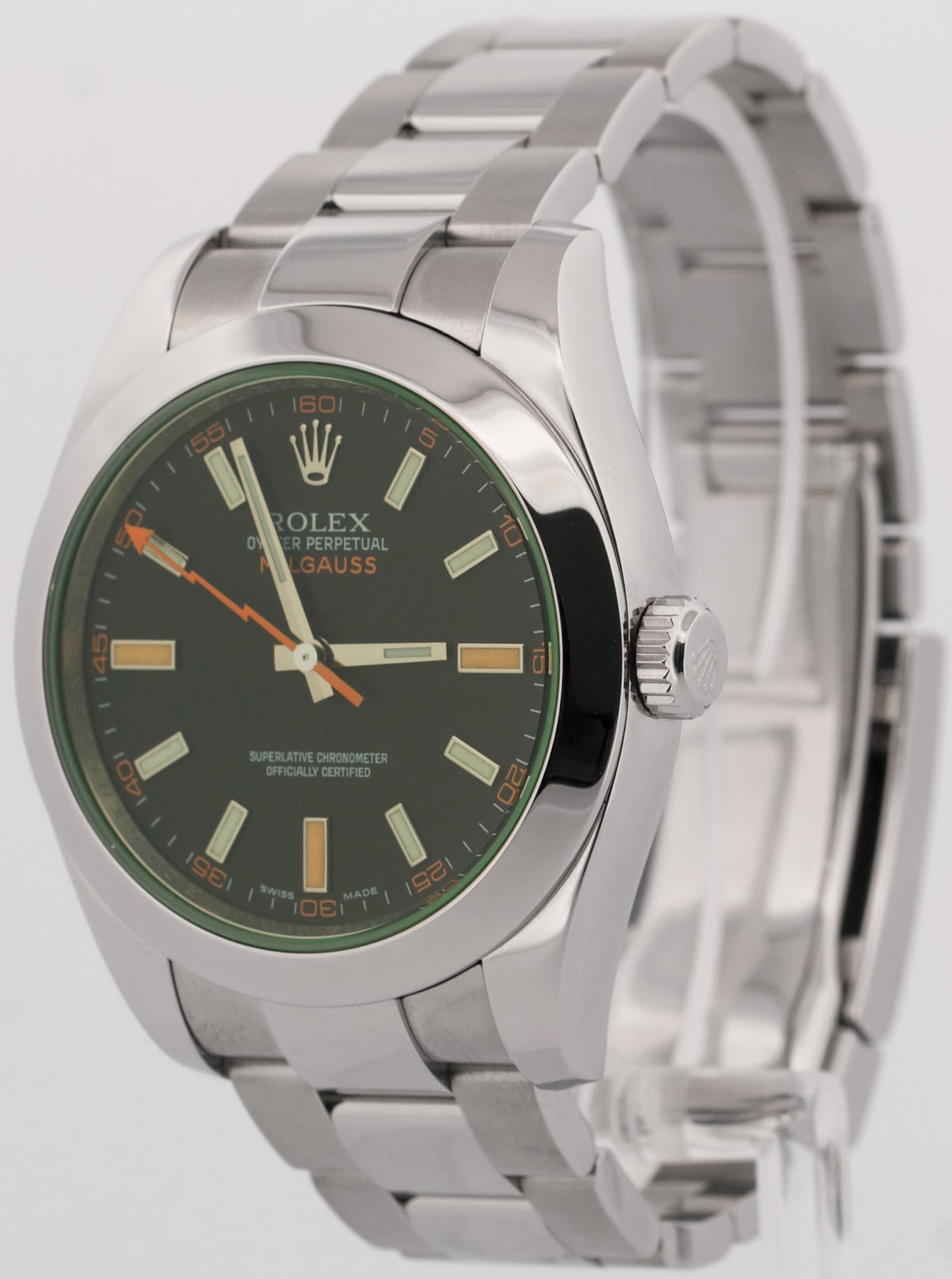 Rolex Milgauss BLACK Green Stainless Steel 40mm OYSTER Automatic 116400 GV Watch