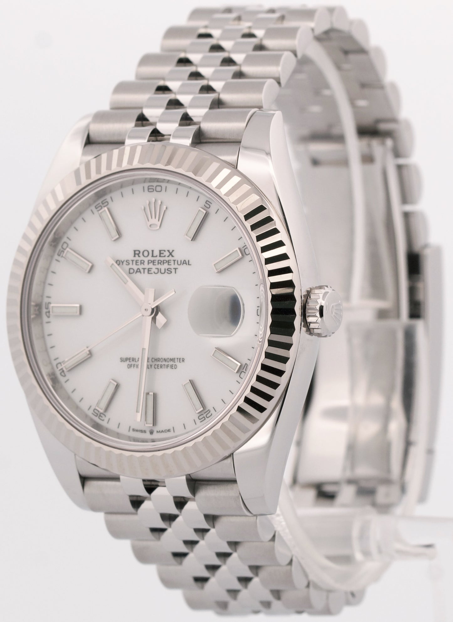 2021 PAPERS Rolex DateJust 41 WHITE 18K Gold Steel JUBILEE 41mm 126334 Watch BOX