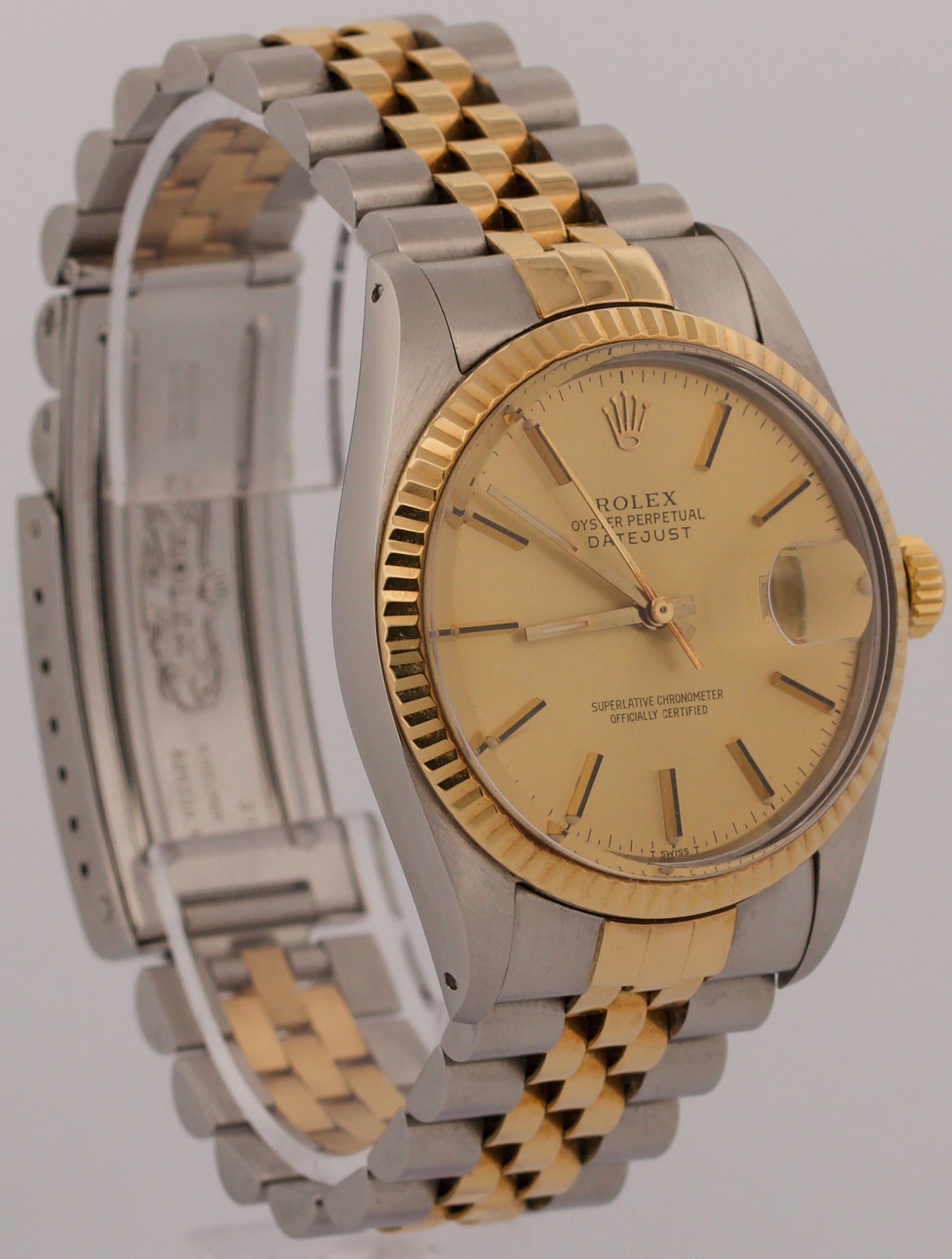 1987 Rolex DateJust 16013 Champagne Two-Tone 18K Gold Steel Jubilee 36mm Watch