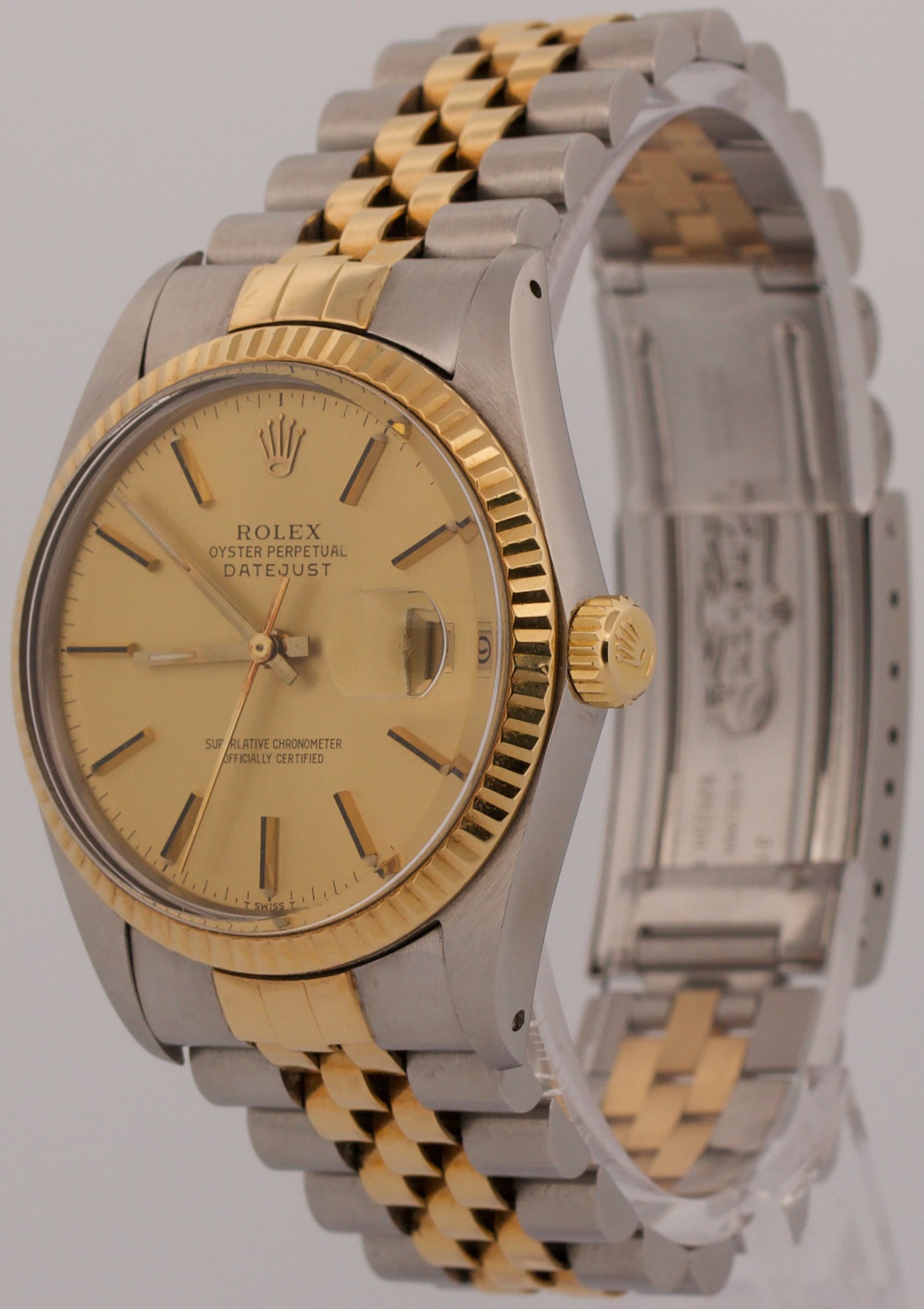 1987 Rolex DateJust 16013 Champagne Two-Tone 18K Gold Steel Jubilee 36mm Watch