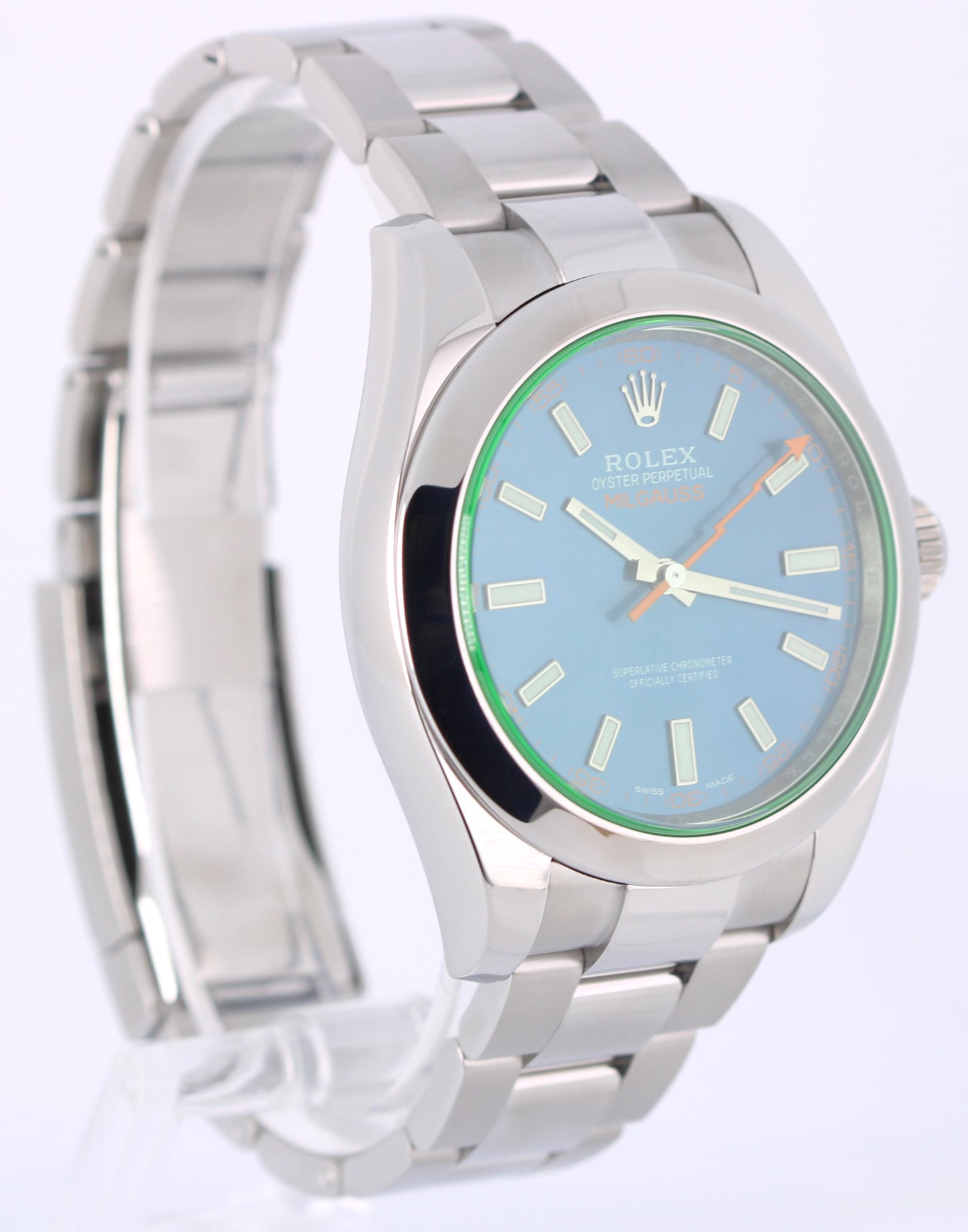RSC + 2020 Rolex Milgauss 116400GV Z-Blue Green Steel 40mm Watch Box Papers