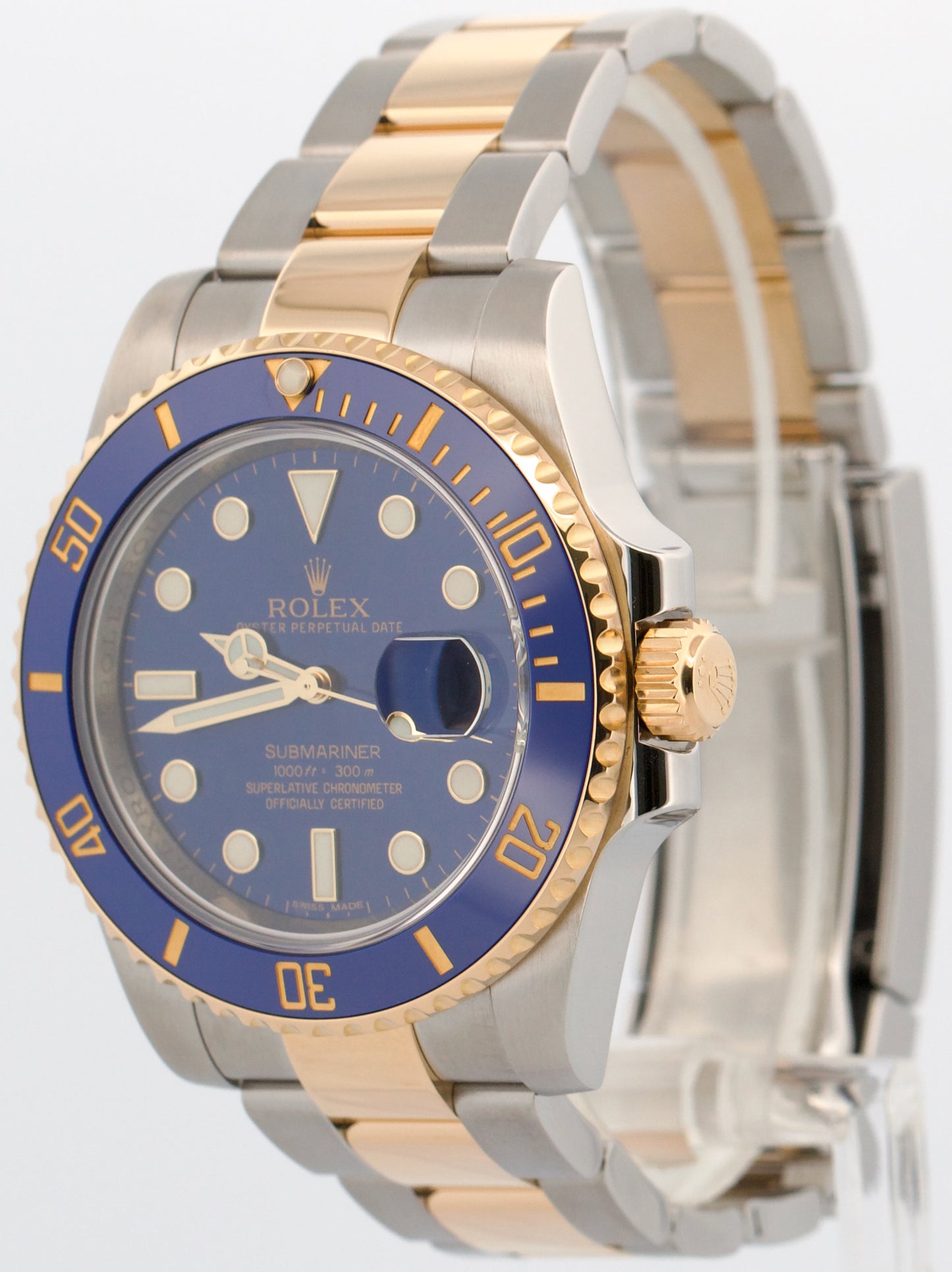 2015 PAPERS Rolex Submariner Date BLUE Two-Tone 18K Steel 40mm 116613 LB BOX