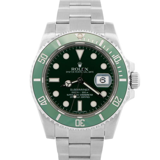 2013 PAPERS Rolex Submariner HULK Ceramic Steel Green 40mm 116610 LV Watch BOX