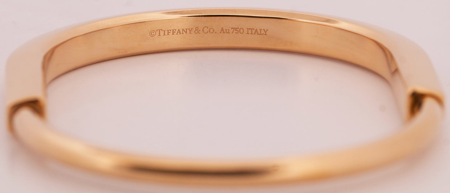 Tiffany & Co. Lock Bangle Bracelet Size LARGE Solid 18K Rose Gold AU 750 BOX