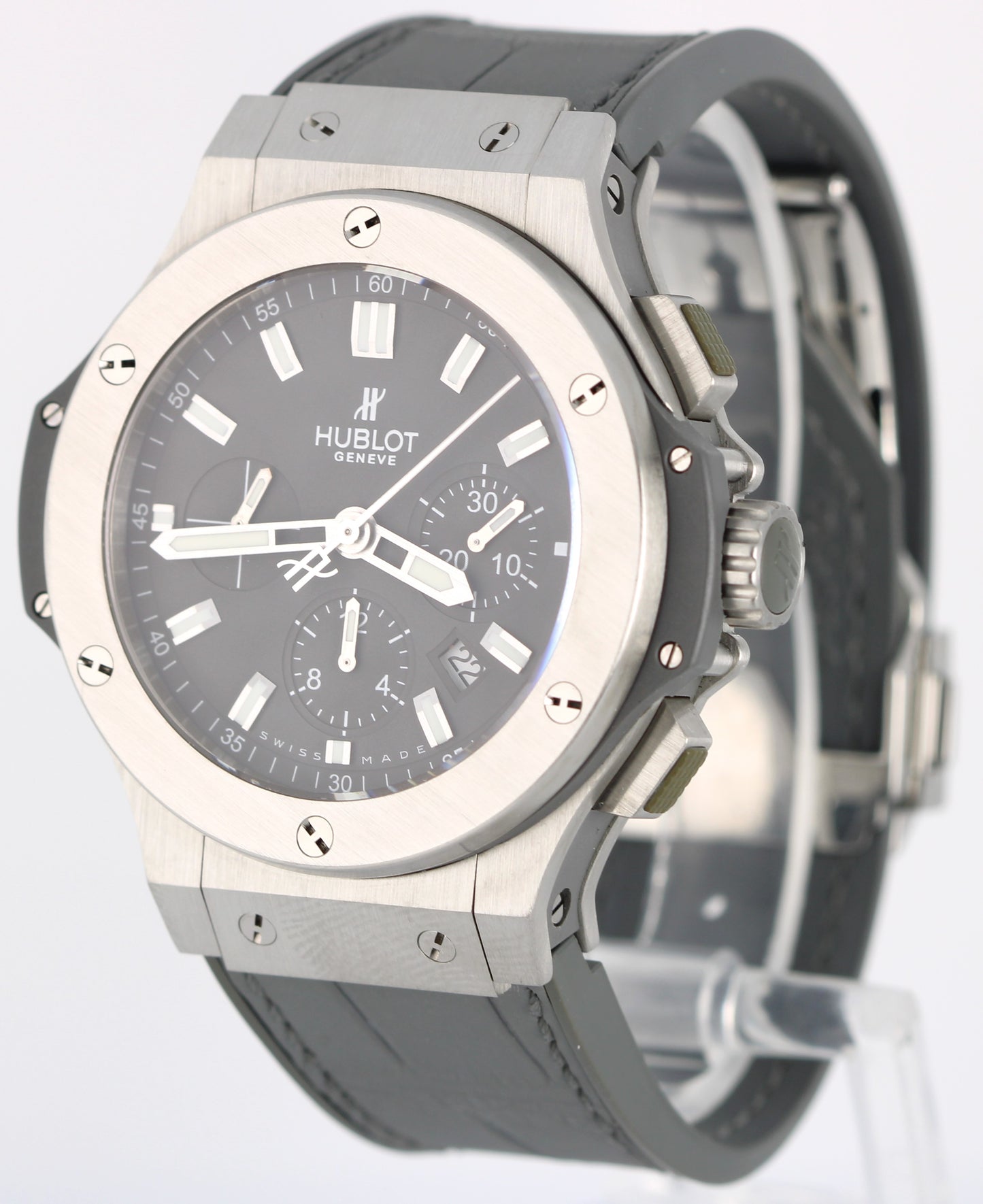 Hublot Big Bang 301.ST.5020.GR Earl Gray 44mm Steel Rubber Leather Strap Watch