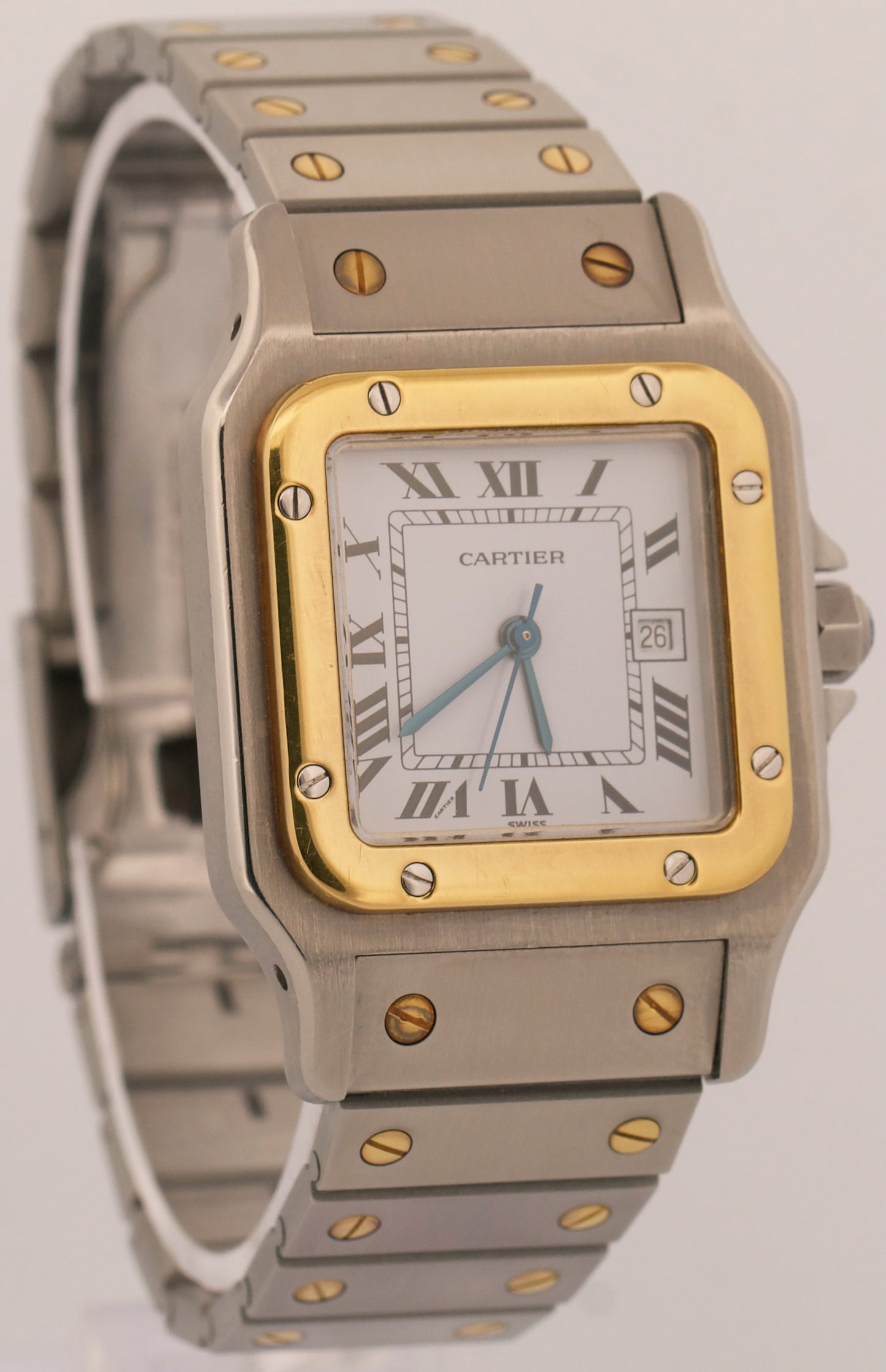 PAPERS Cartier Santos Two-Tone 18k Steel WHITE Roman Automatic 29mm 2961 BOX