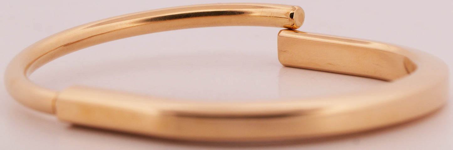 Tiffany & Co. Lock Bangle Bracelet Size LARGE Solid 18K Rose Gold AU 750 BOX