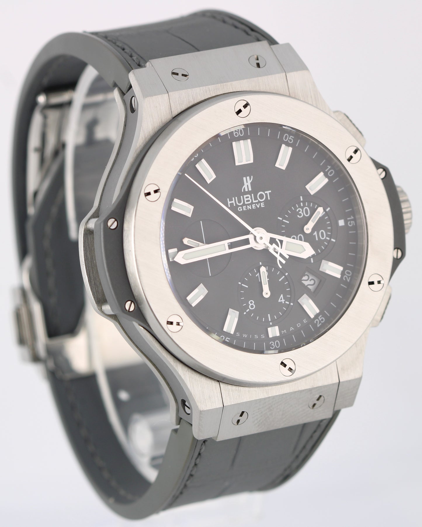 Hublot Big Bang 301.ST.5020.GR Earl Gray 44mm Steel Rubber Leather Strap Watch