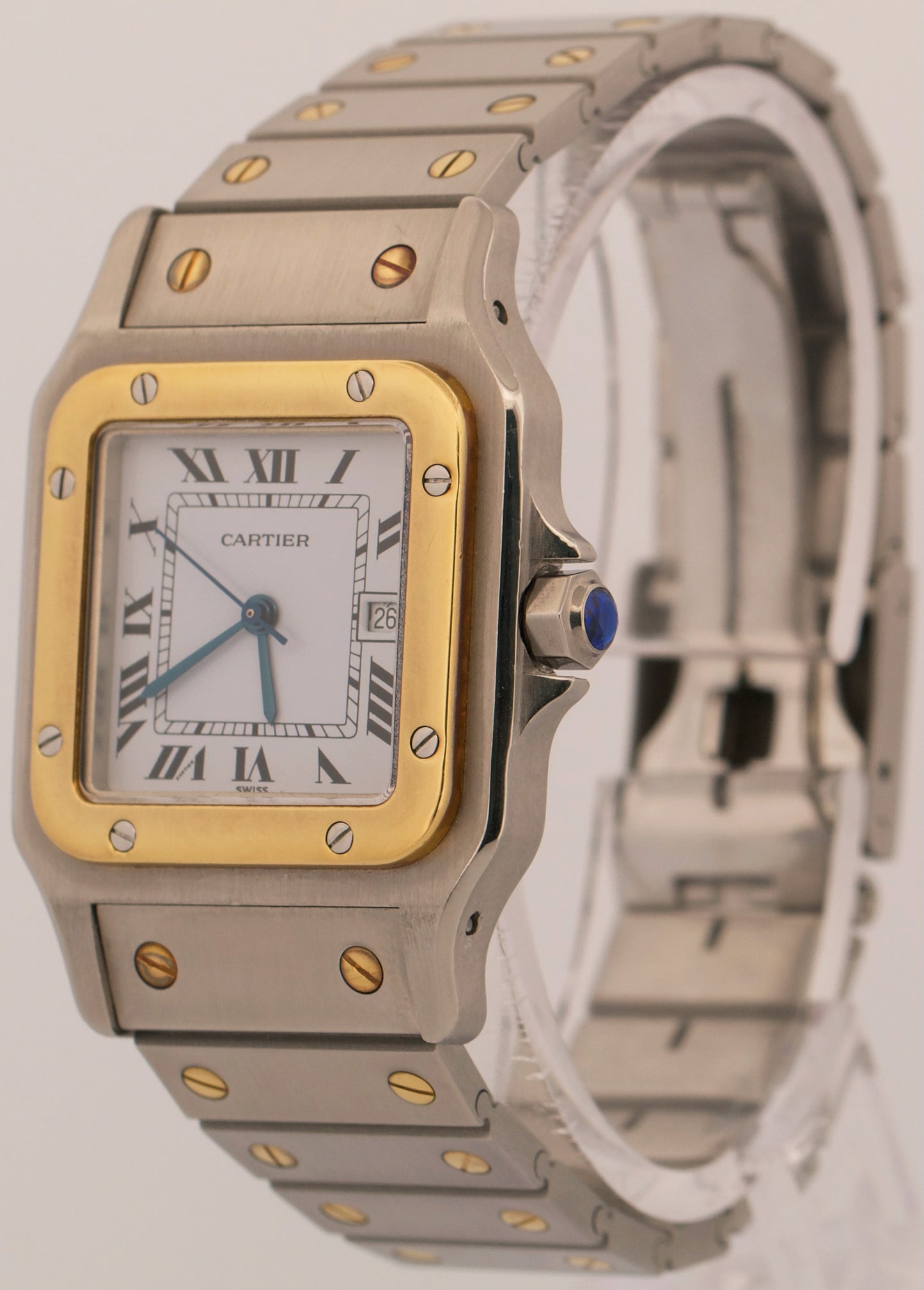 PAPERS Cartier Santos Two-Tone 18k Steel WHITE Roman Automatic 29mm 2961 BOX