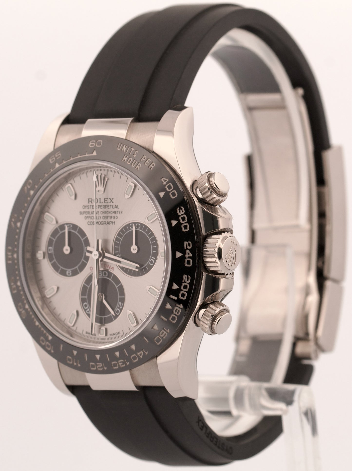 2023 PAPERS Rolex Daytona SILVER GHOST 18K Gold Oysterflex 40mm 116519 LN BOX
