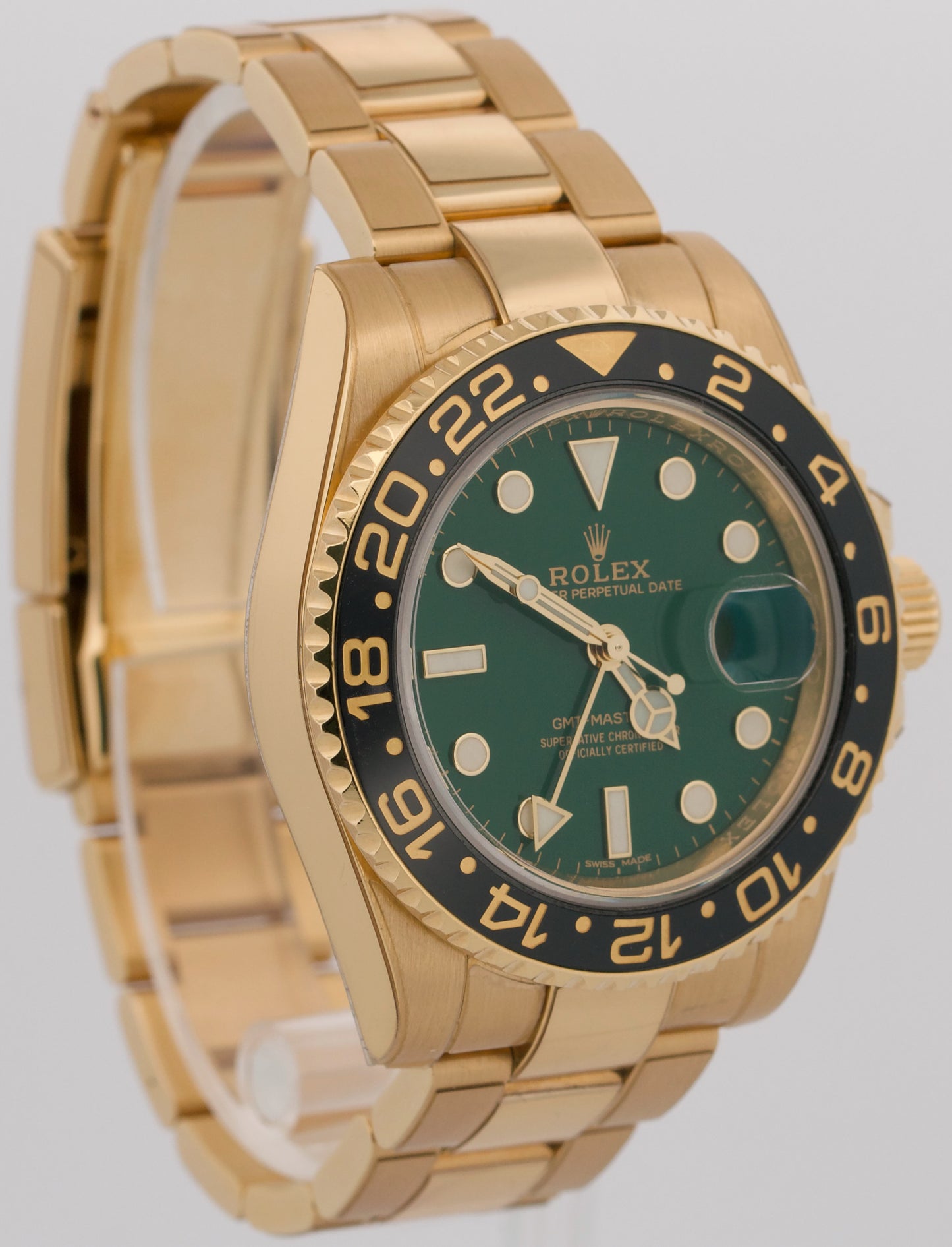2025 RSC PAPERS Rolex GMT-Master II GREEN 18K Yellow Gold 40mm 116718 Watch BOX