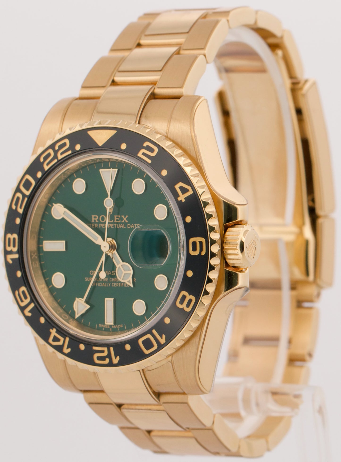 2025 RSC PAPERS Rolex GMT-Master II GREEN 18K Yellow Gold 40mm 116718 Watch BOX