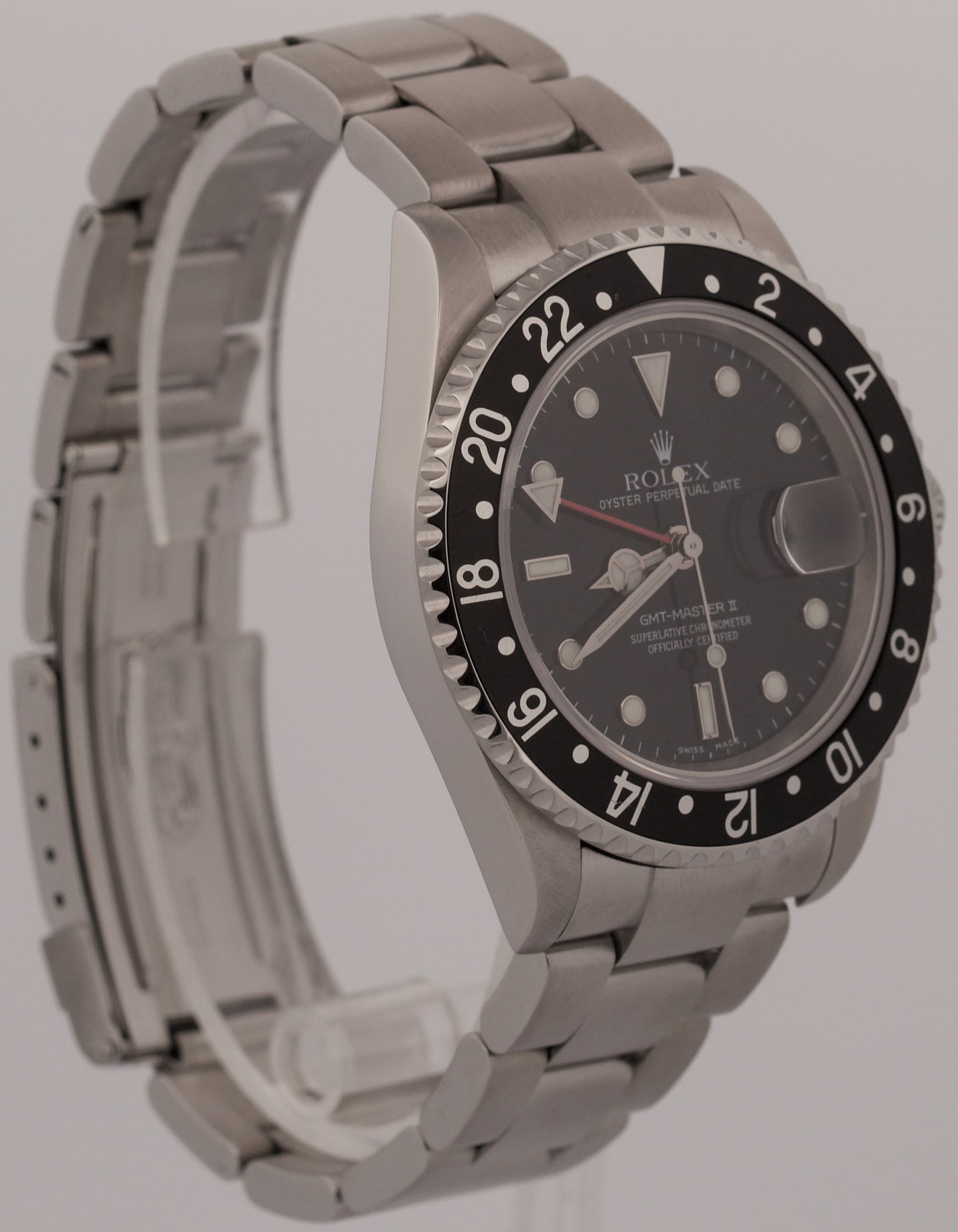 2004 Rolex GMT-Master II 16710 Black Stainless Steel No-Holes Oyster Box Papers