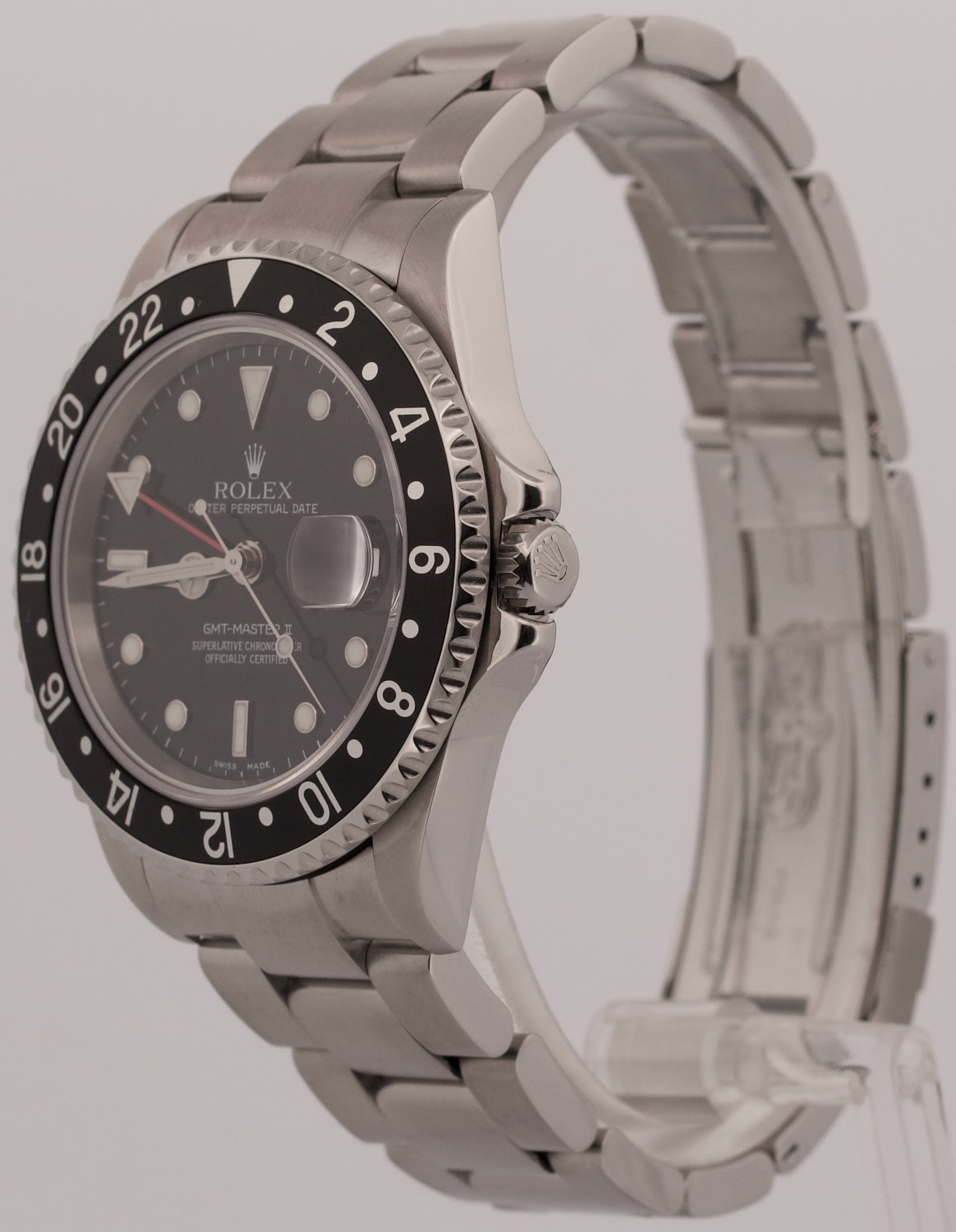 2004 Rolex GMT-Master II 16710 Black Stainless Steel No-Holes Oyster Box Papers