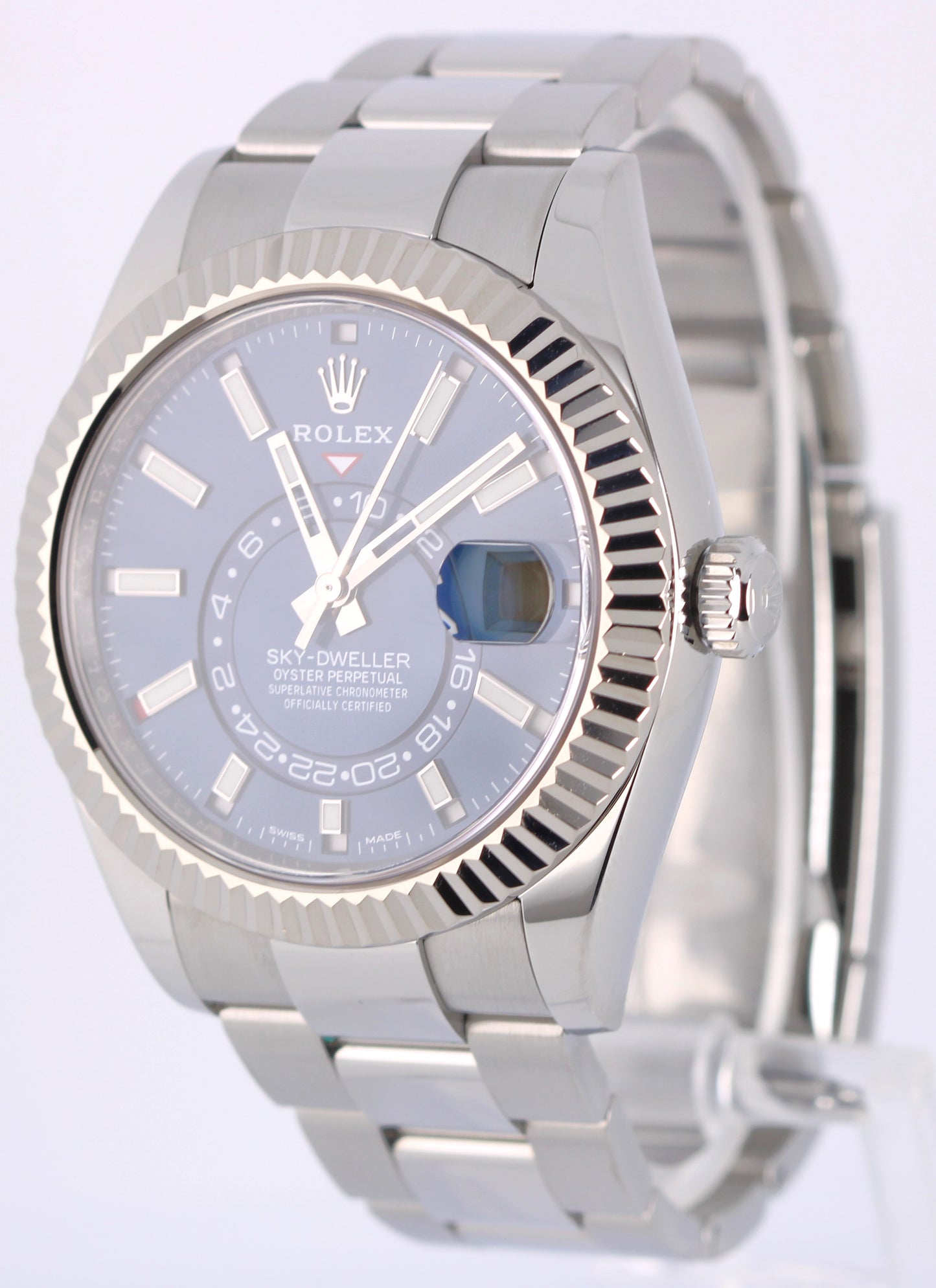 2020 Rolex Sky-Dweller 326934 Blue 42mm Steel Fluted Oyster Watch Box Papers