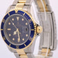 Rolex Submariner Date 40mm BLUE No-Holes REHAUT Steel 18K Yellow Gold 16613