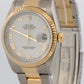 2003 PAPERS Rolex DateJust 36mm WHITE ROMAN 18K Gold Steel OYSTER 16233 BOX