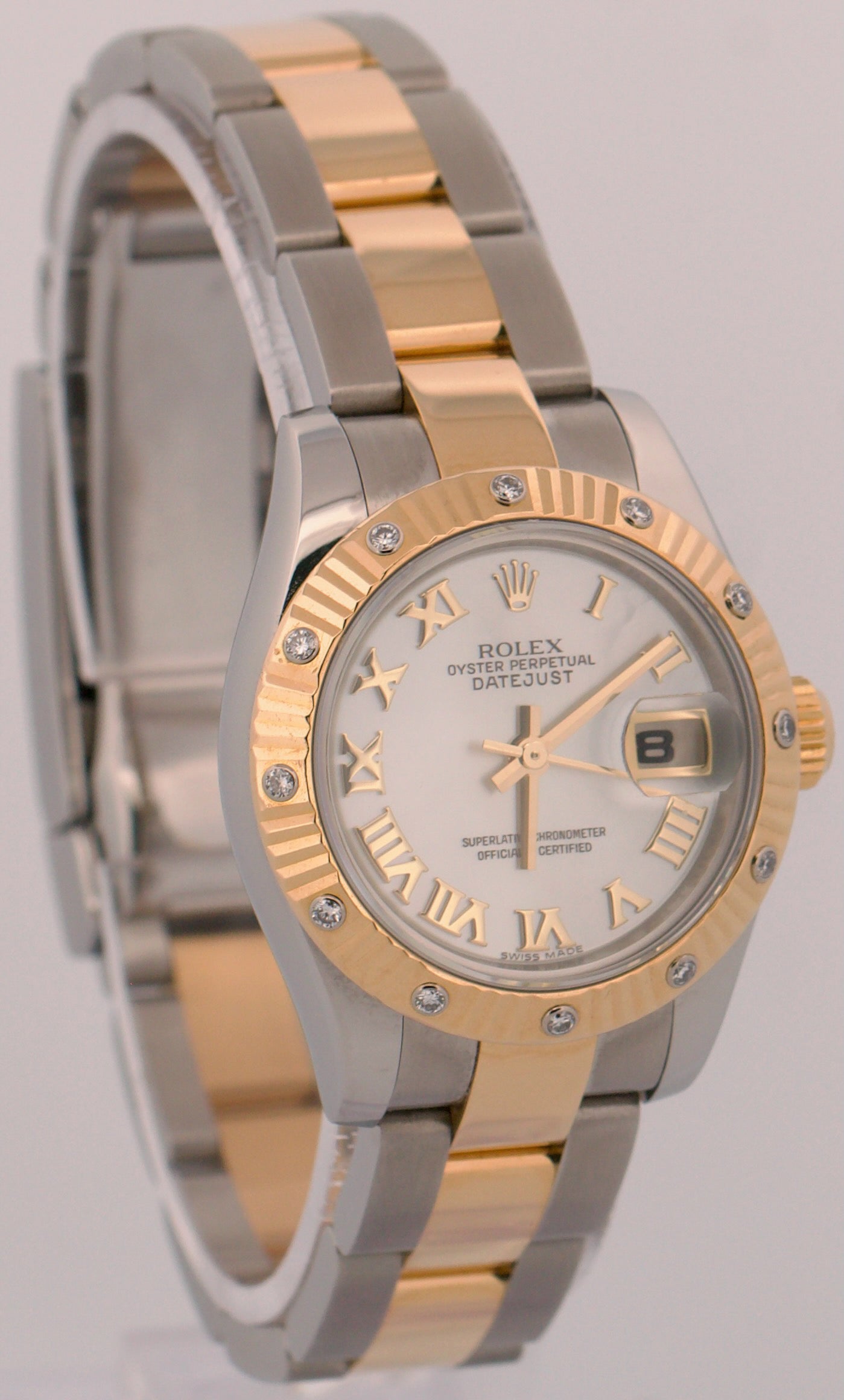 Rolex DateJust 26mm MOP ROMAN DIAMOND 18K Gold Steel OYSTER 179313 Watch BOX