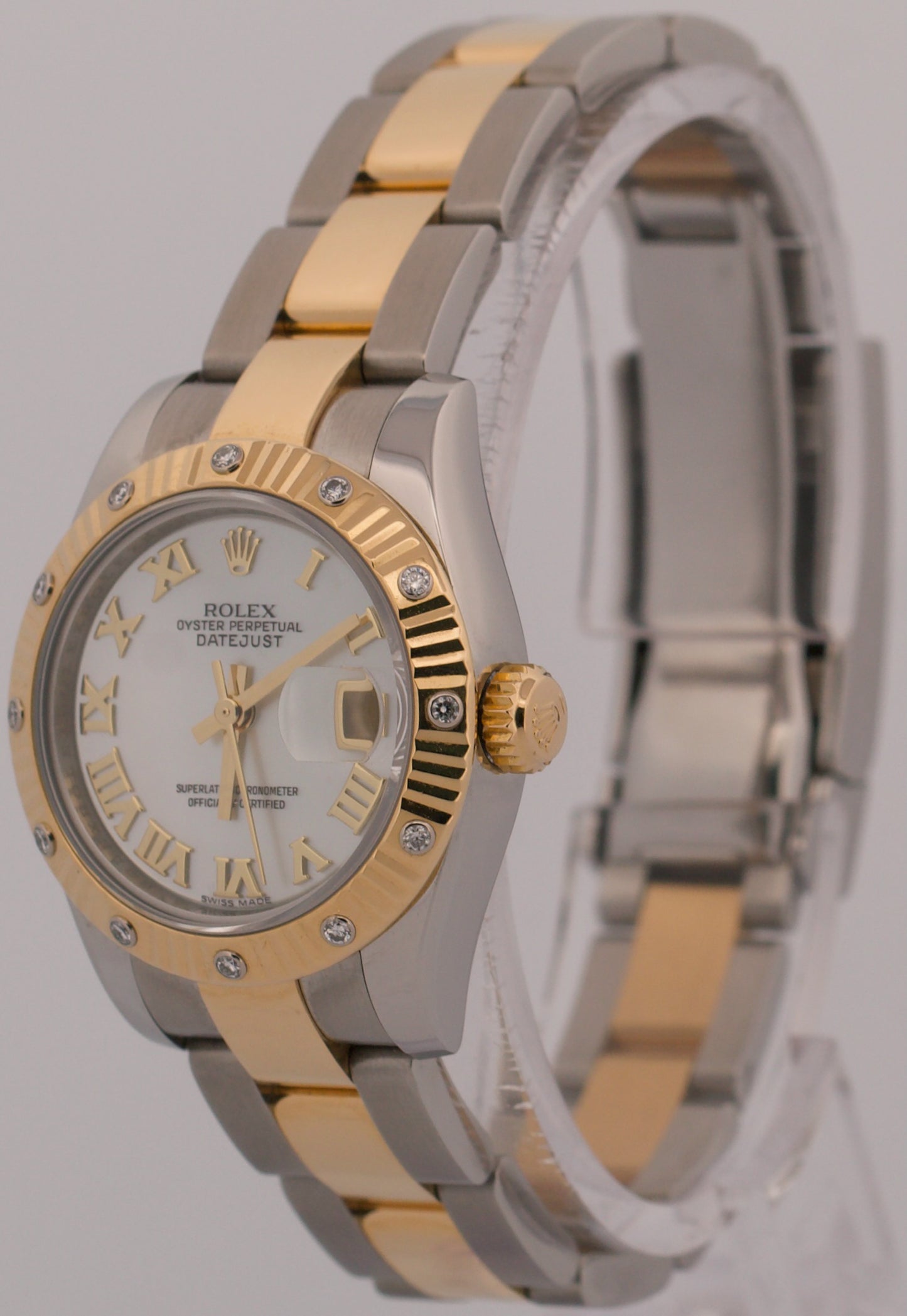 Rolex DateJust 26mm MOP ROMAN DIAMOND 18K Gold Steel OYSTER 179313 Watch BOX