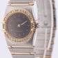 PAPERS Omega Constellation BLACK DIAMOND 18K Steel 22.5mm Quartz 1267.10.00 BOX