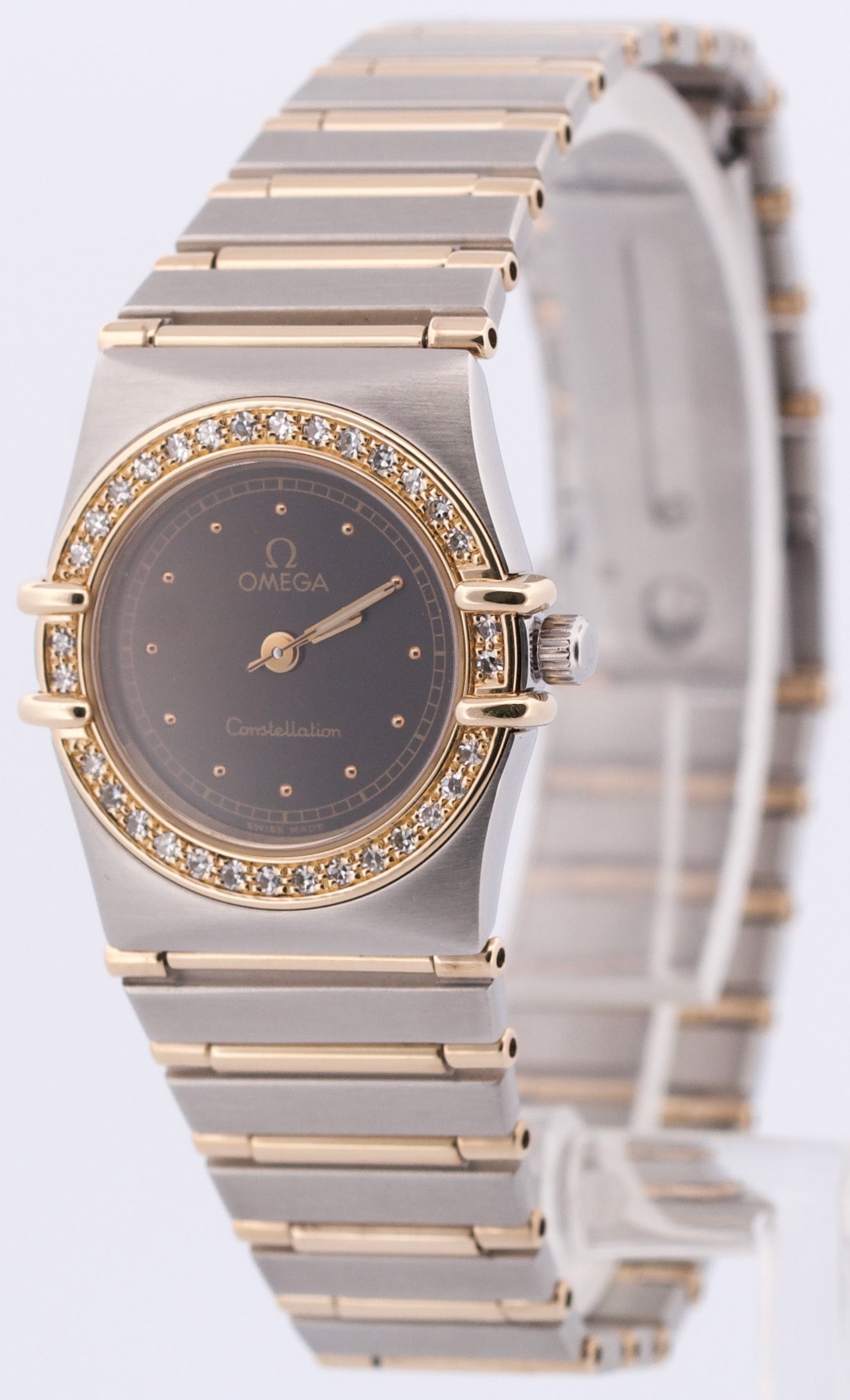 PAPERS Omega Constellation BLACK DIAMOND 18K Steel 22.5mm Quartz 1267.10.00 BOX